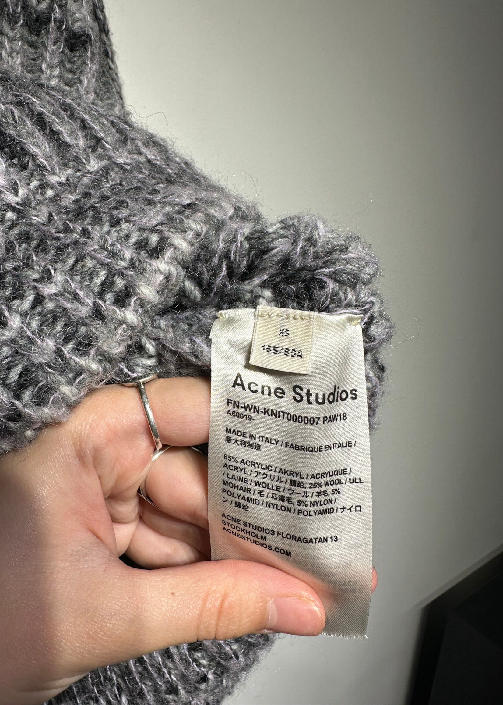 Acne Studios Grey Purple Knit Sweater XS
