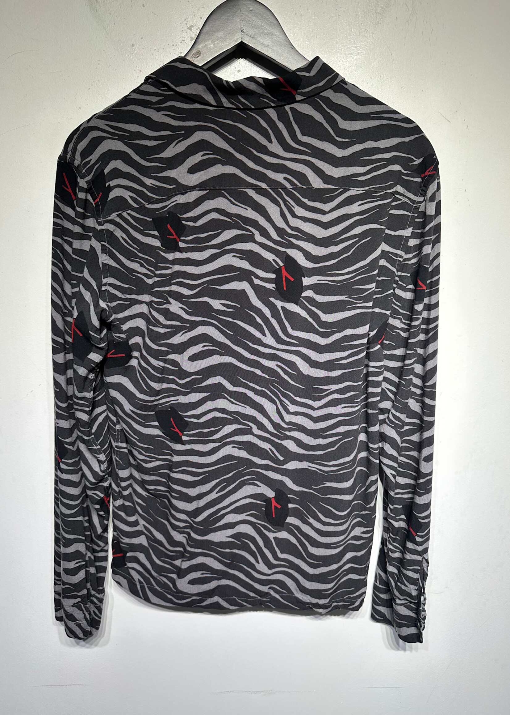 Allsaints Grey Zebra Striped LS Shirt Masc S
