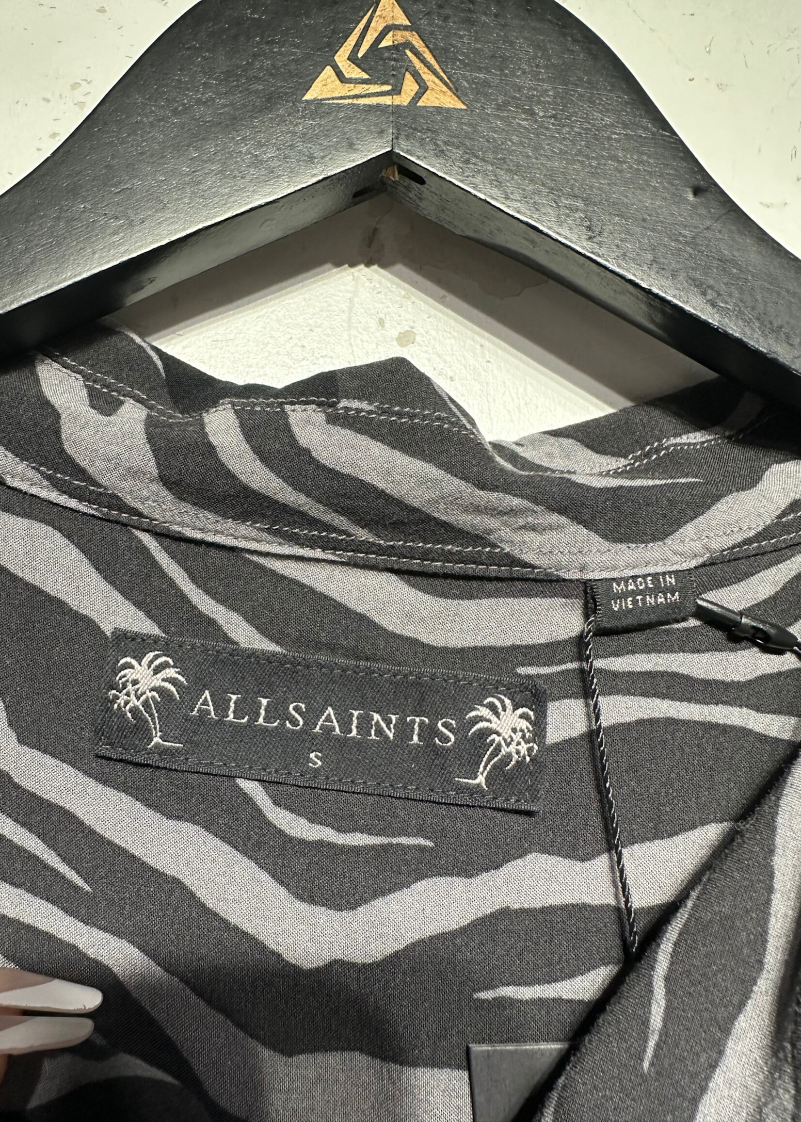 Allsaints Grey Zebra Striped LS Shirt Masc S