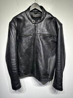 No Label Black Leather Café Racer Jacket Masc L