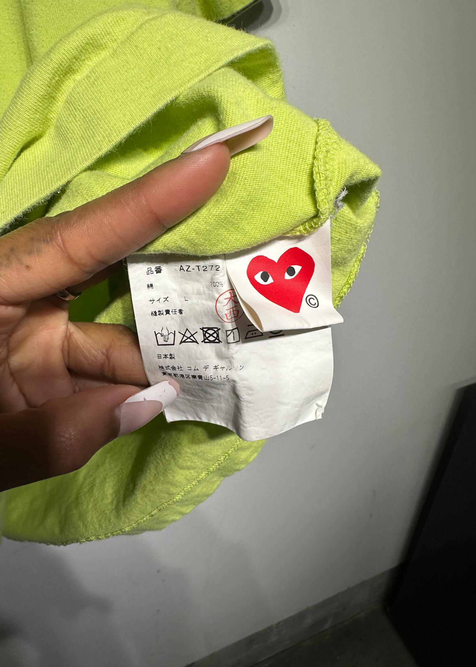 CDG Play Lime Green Tee Masc L