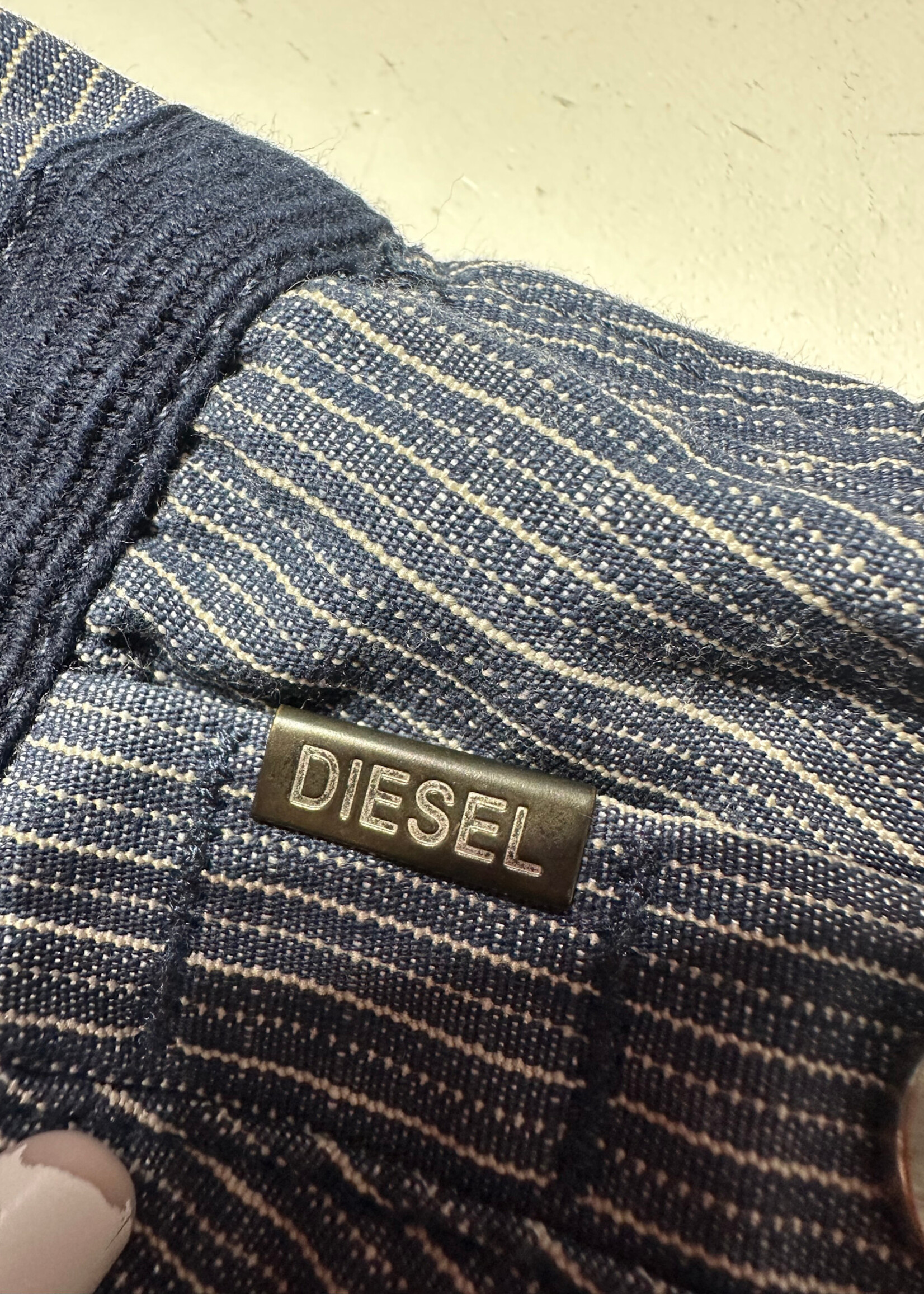 Diesel Navy Blue Pinstripe Drawstring Shorts 26