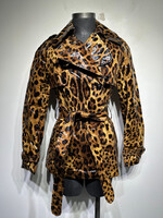 Dolce & Gabbana Brown Leopard Print Overcoat Fem S