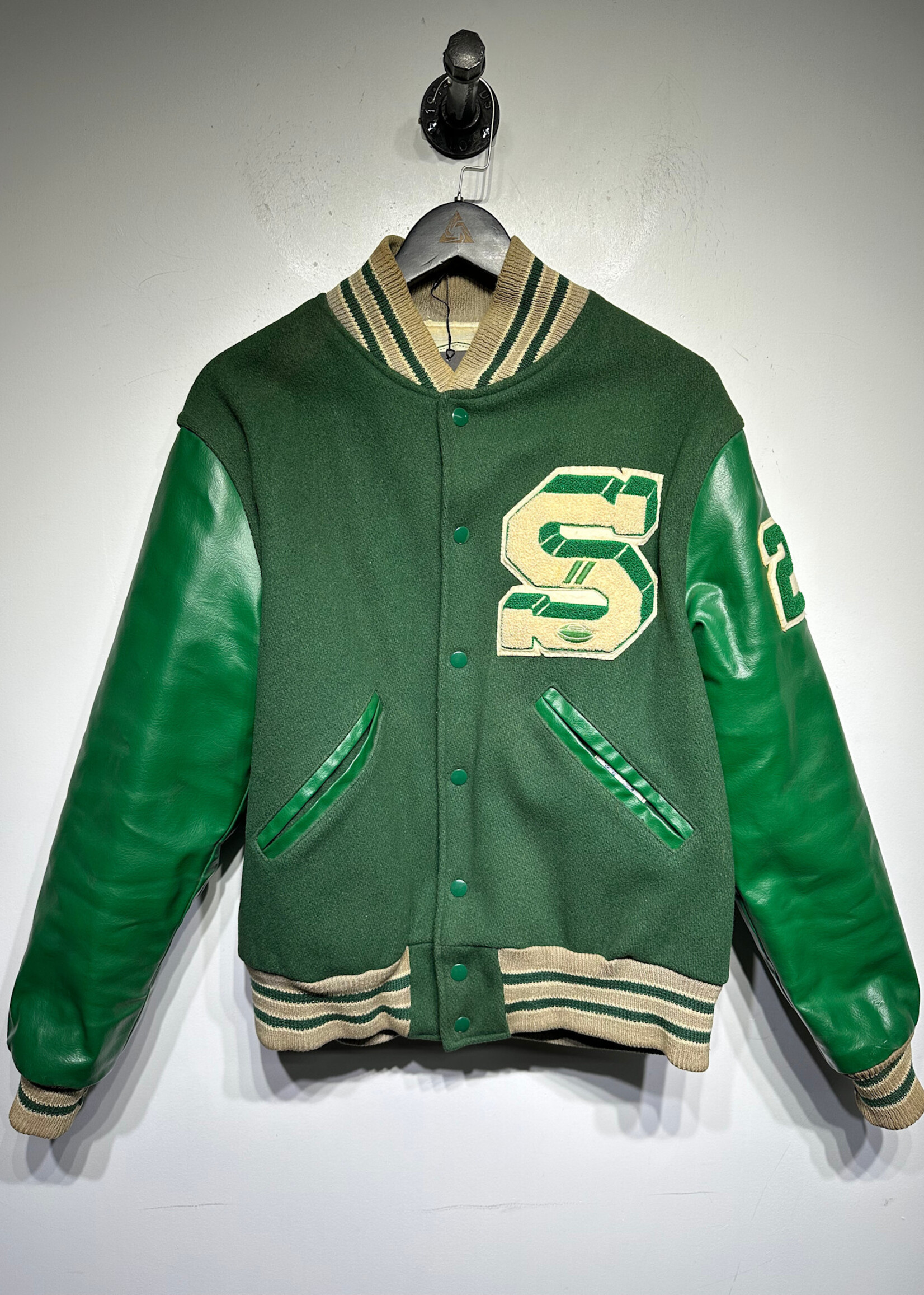 S Patch Vintage Woll Varsity Jacket Masc L AS IS