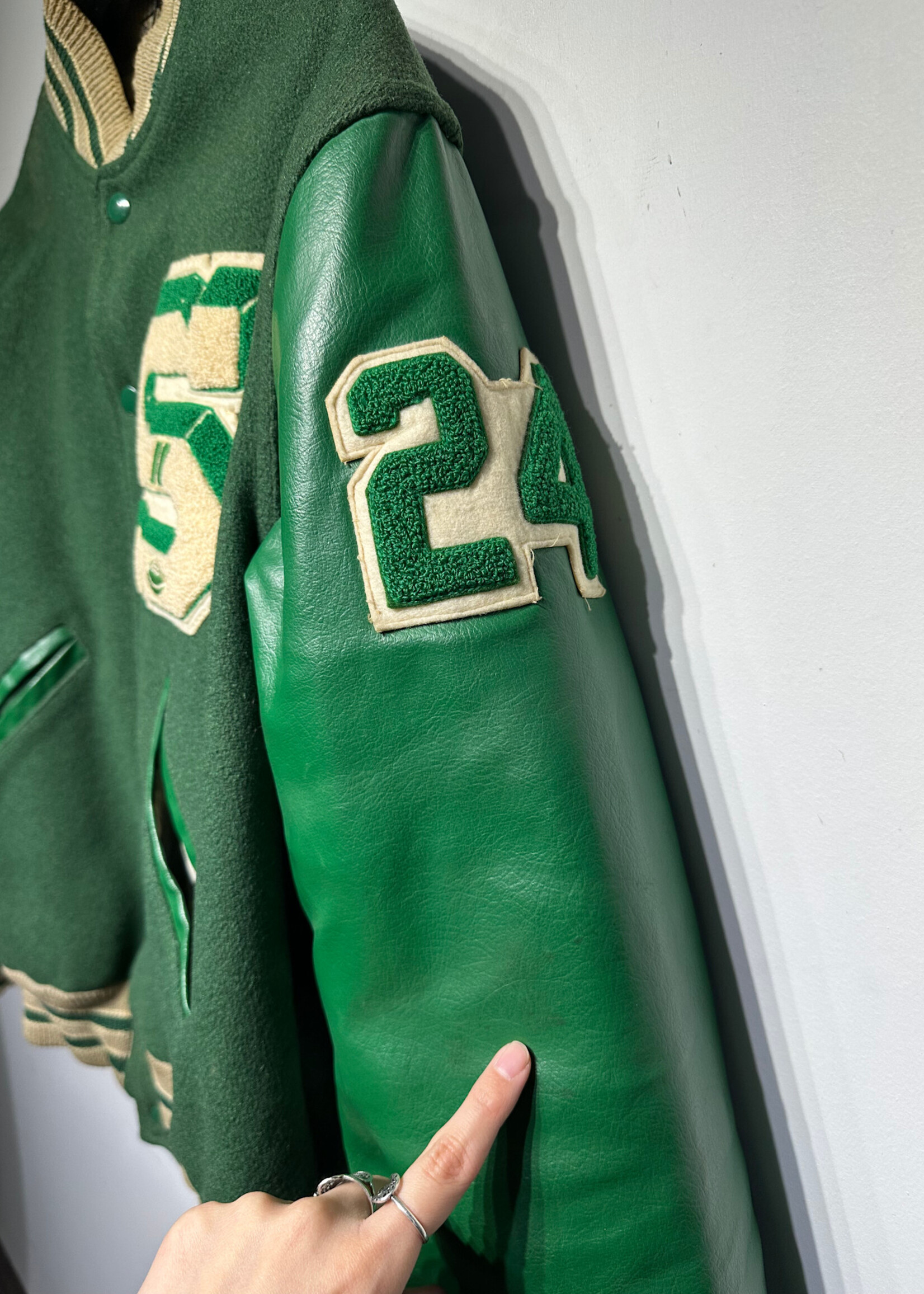 S Patch Vintage Woll Varsity Jacket Masc L AS IS