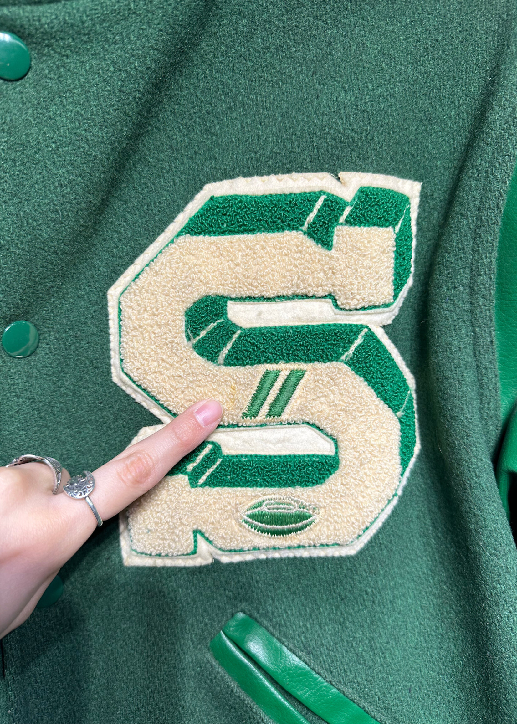 S Patch Vintage Woll Varsity Jacket Masc L AS IS