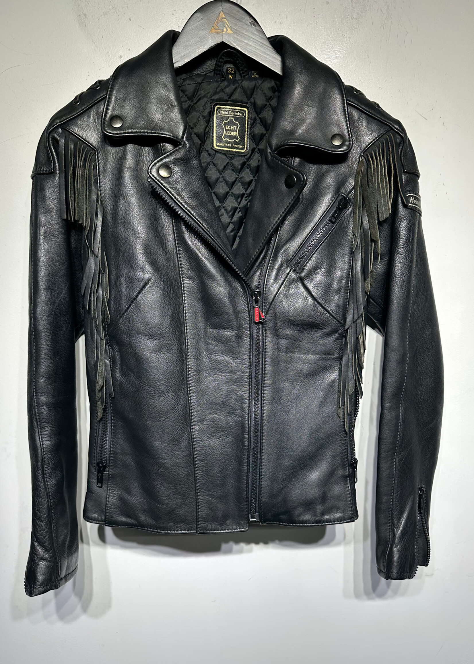 Hein Gericke Black Fringe Leather Jacket S/M Fem