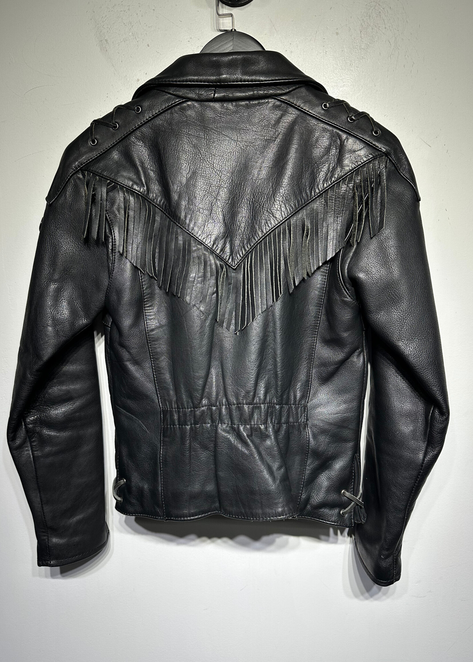 Hein Gericke Black Fringe Leather Jacket S/M Fem