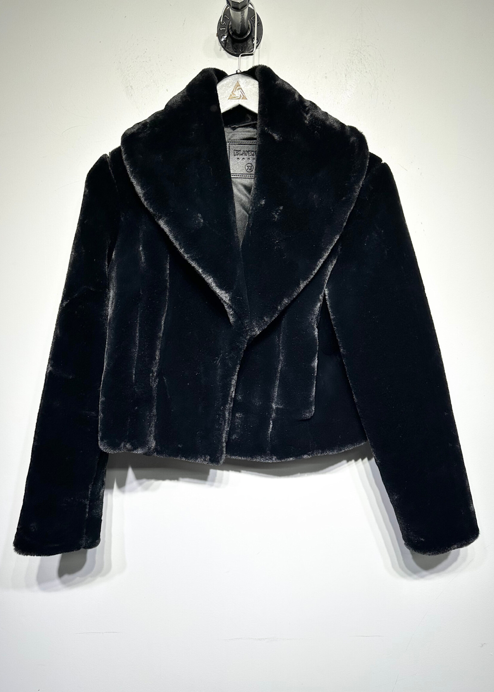 Blank NYC NWT Black Faux Fur Cropped Jacket XS