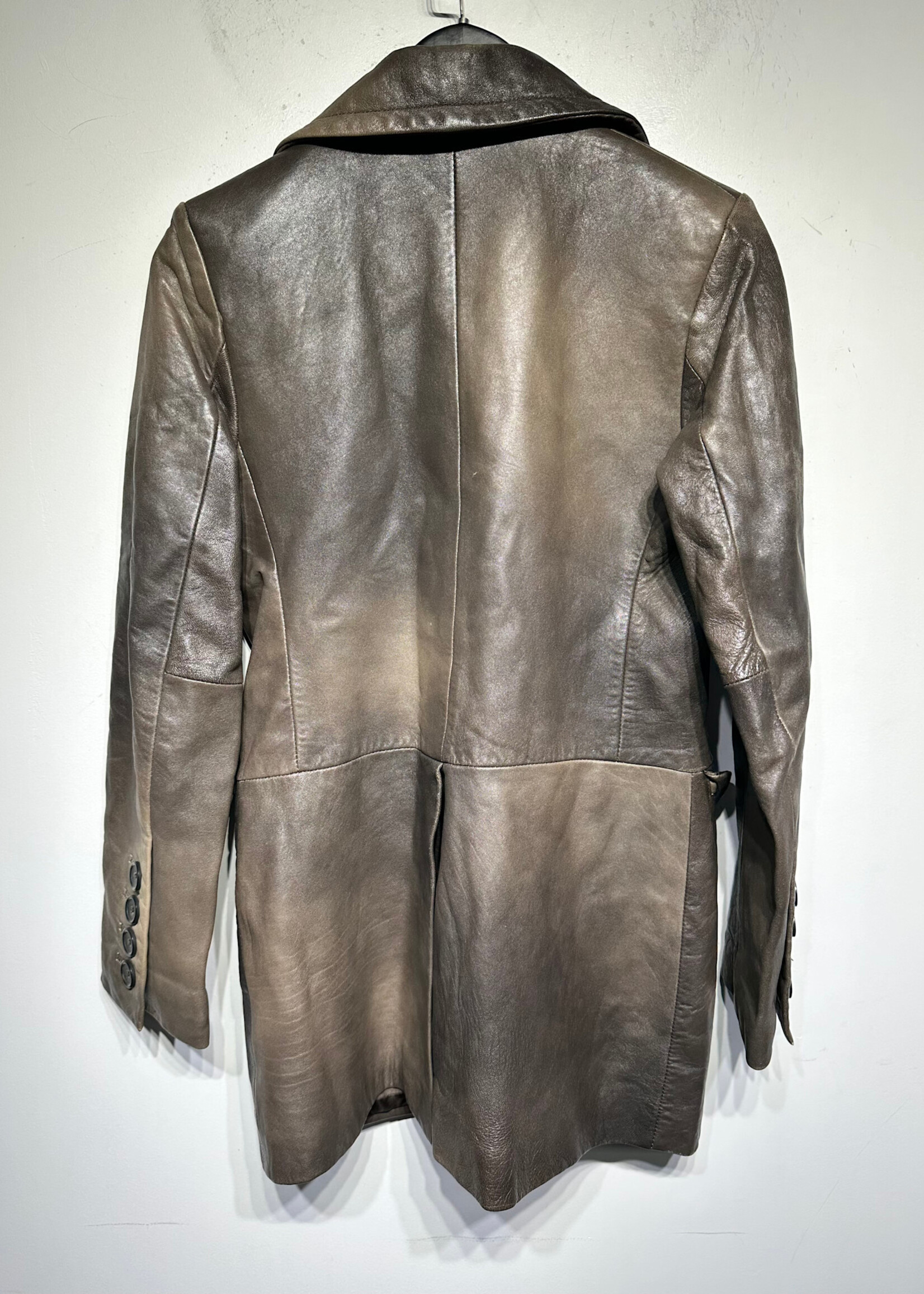 Banana Republic Faded Brown Leather  Pea Coat XS Fem