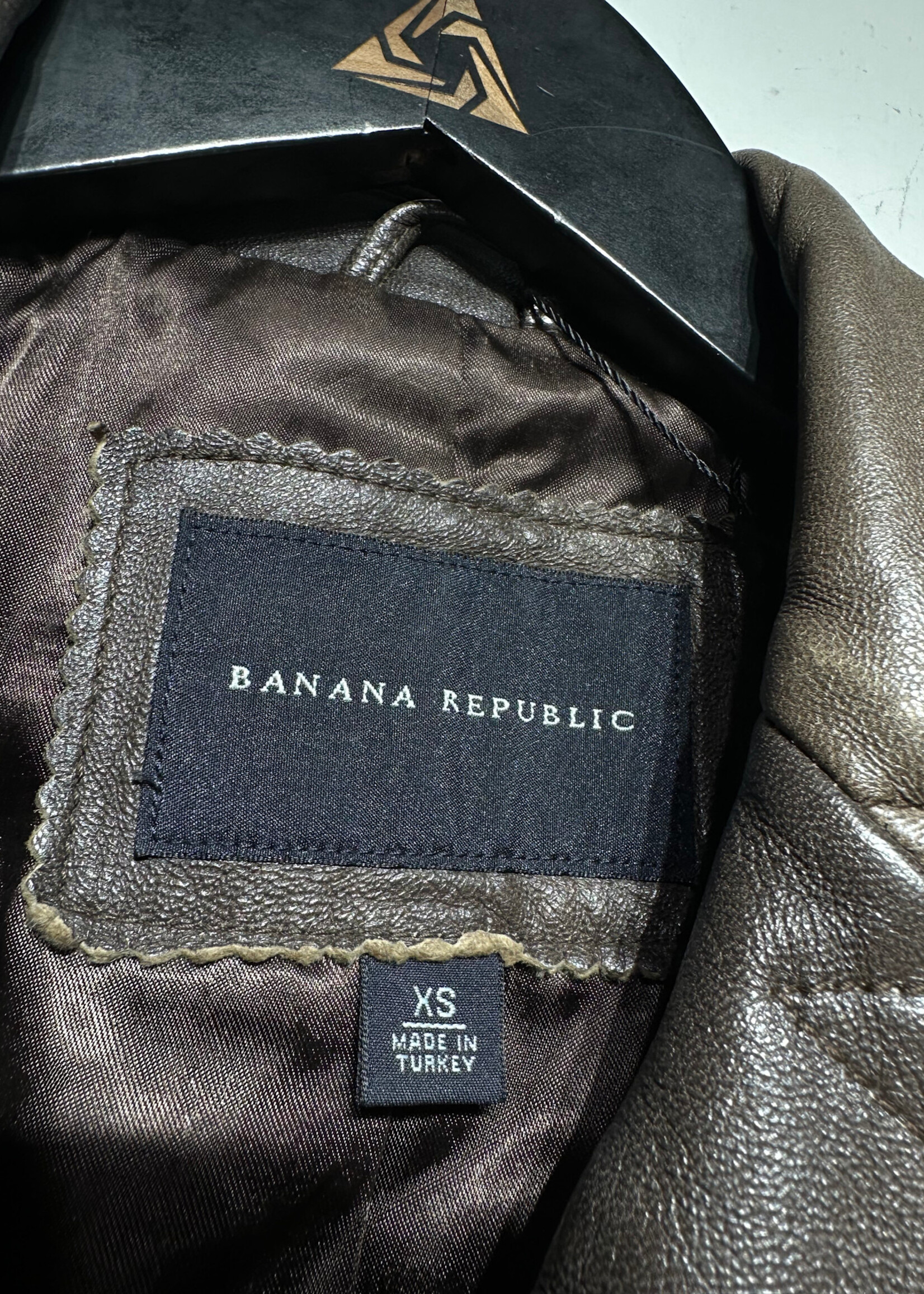 Banana Republic Faded Brown Leather  Pea Coat XS Fem