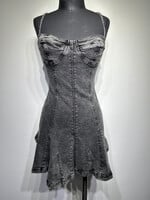 Free People Black Acid Wash Mini Dress XS