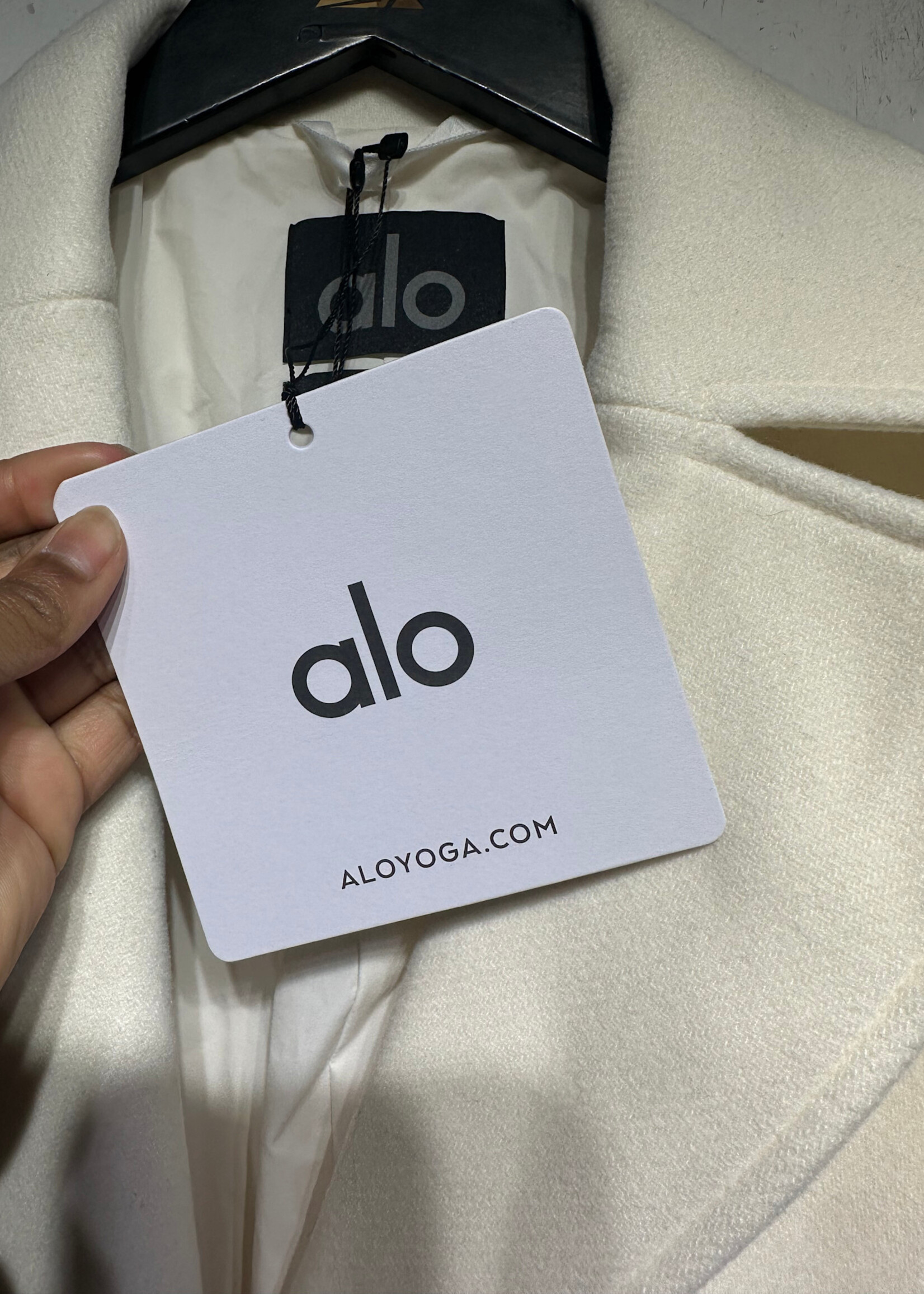 Alo White Wool Cropped Metro Trench XXS Fem Retail: $228