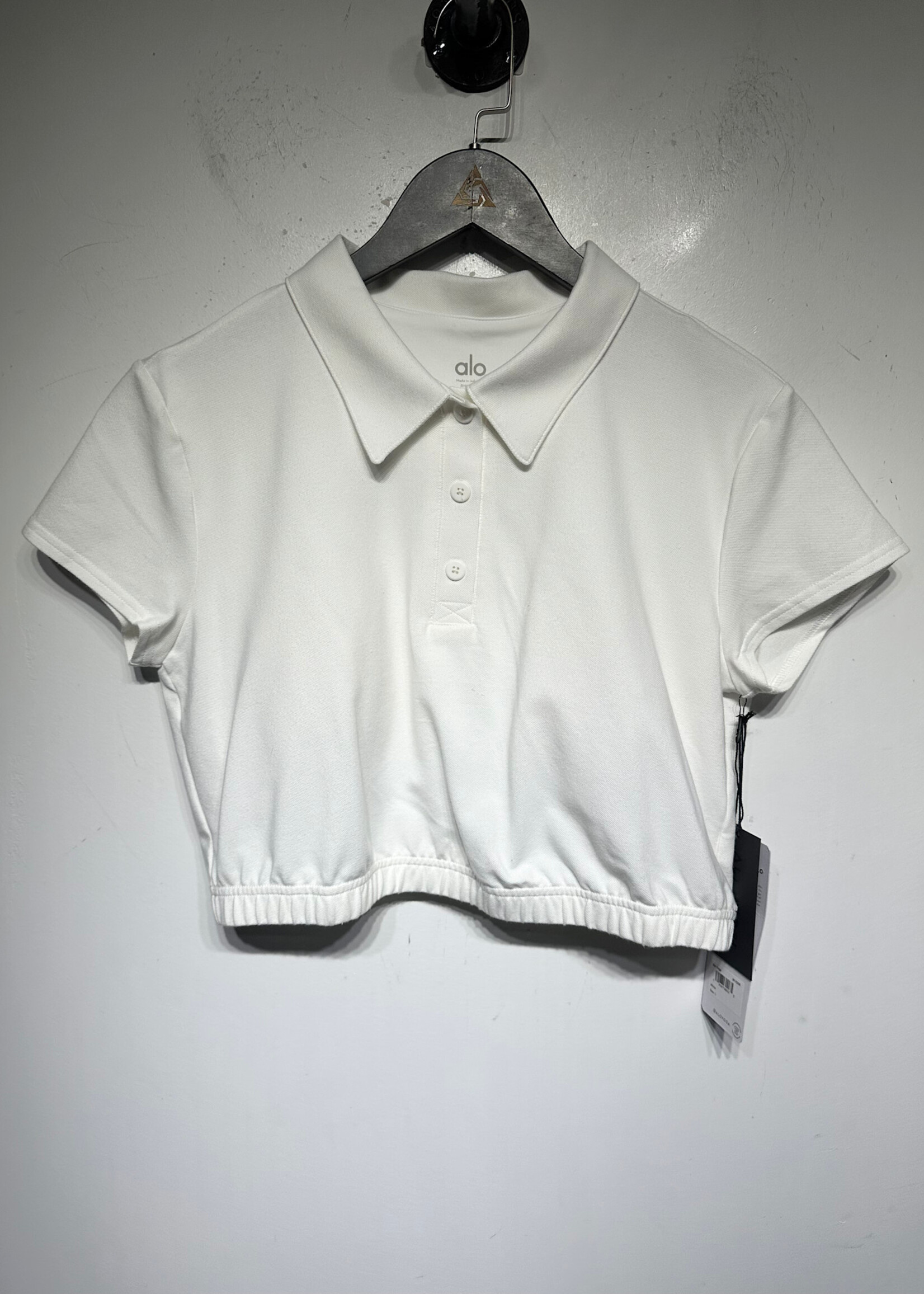 Alo NWT White Cropped Polo Tee L Fem