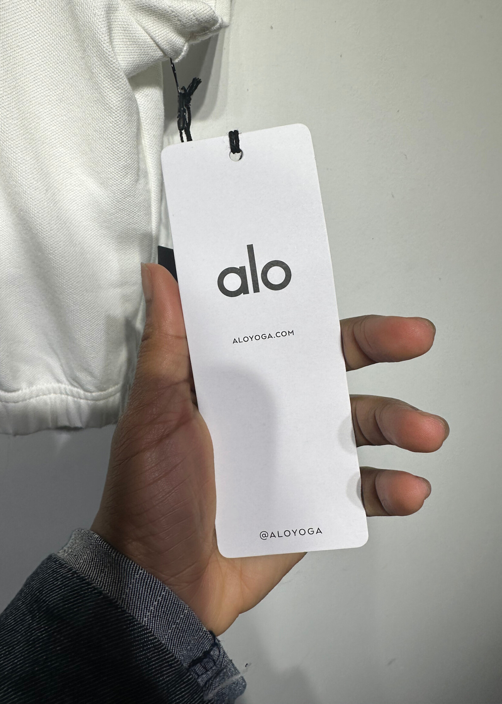 Alo NWT White Cropped Polo Tee L Fem