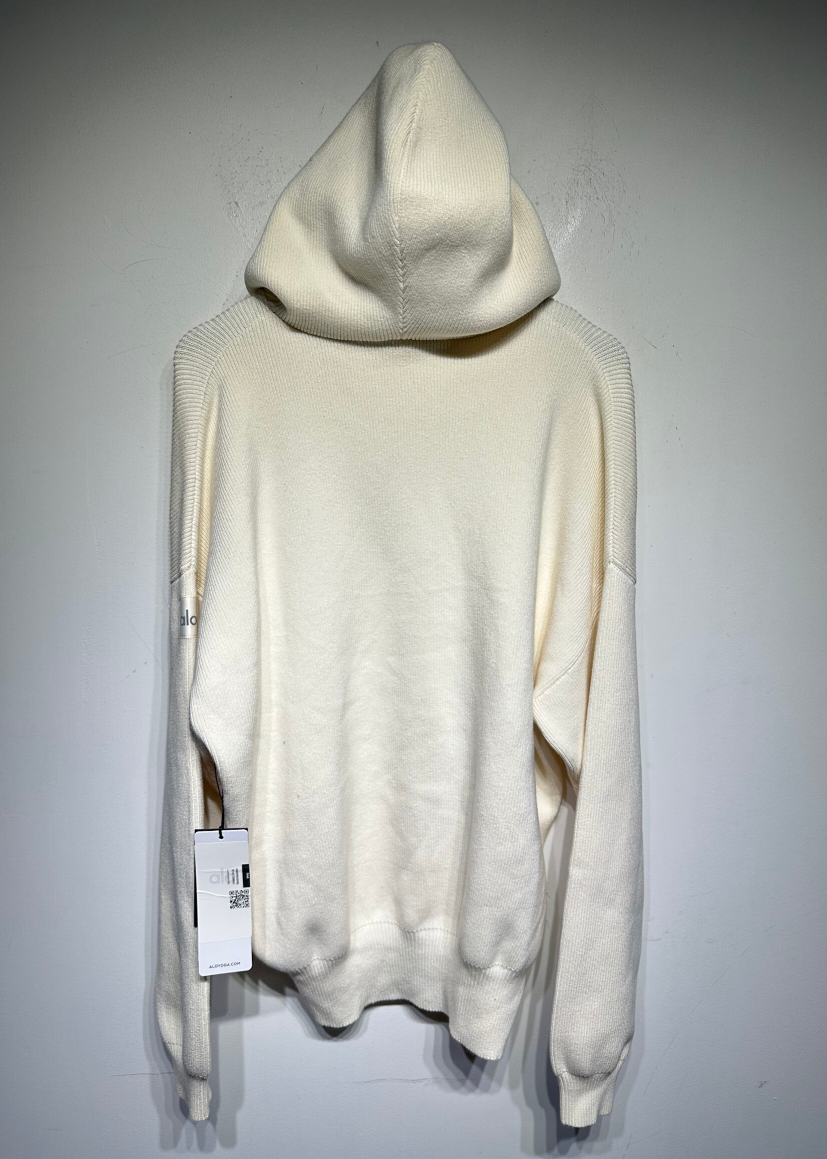 Alo White Knit Hoodie M Masc