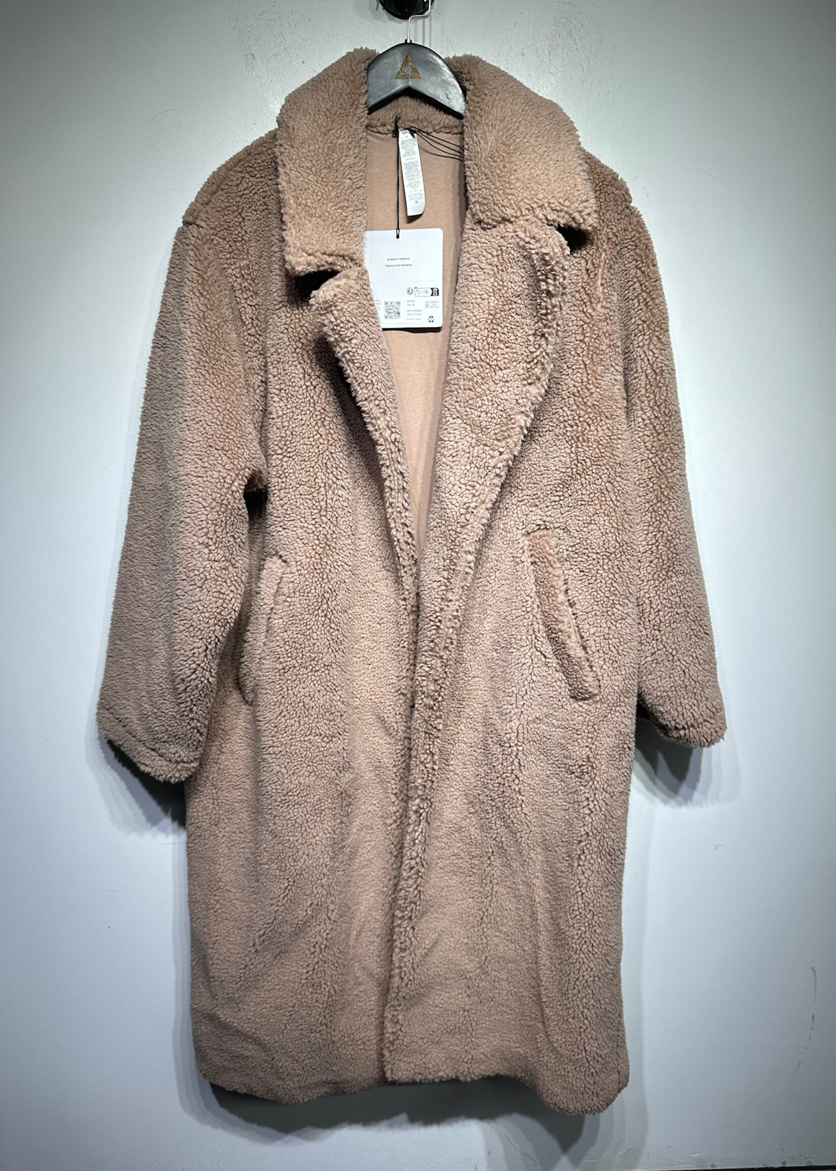 Alo Light Tan Oversized Sherpa Peacoat M Fem Retail $298
