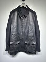 Salvatore Ferragamo Black Leather Hybrid Jacket Masc XL AS IS