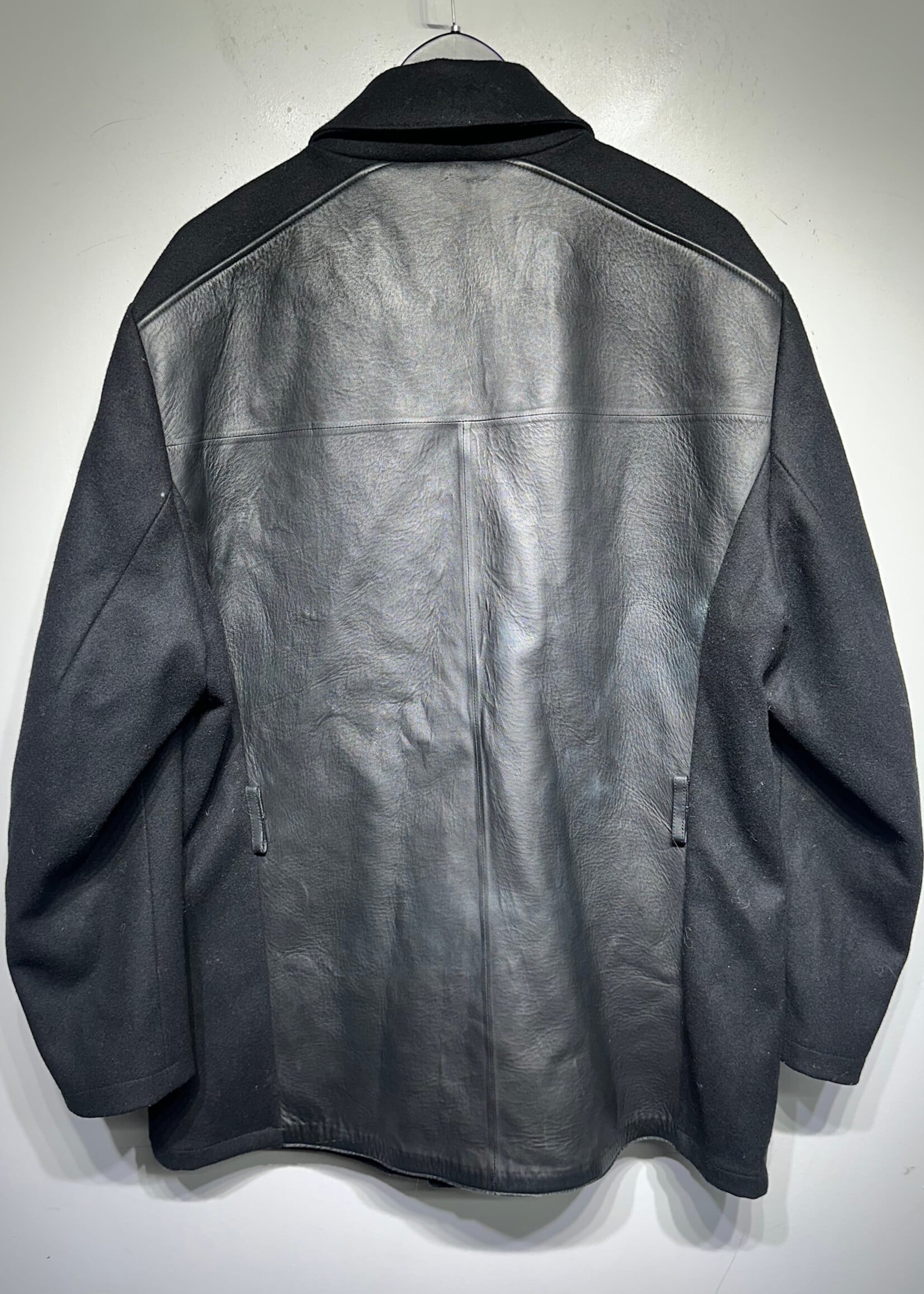 Salvatore Ferragamo Black Leather Hybrid Jacket Masc XL AS IS