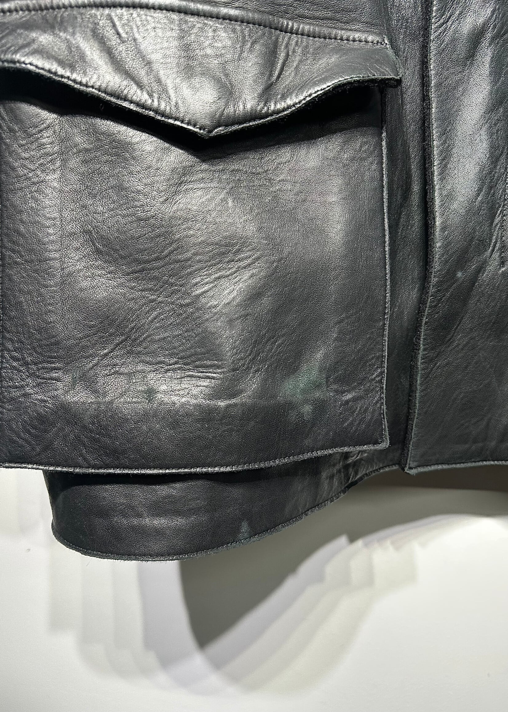 Salvatore Ferragamo Black Leather Hybrid Jacket Masc XL AS IS