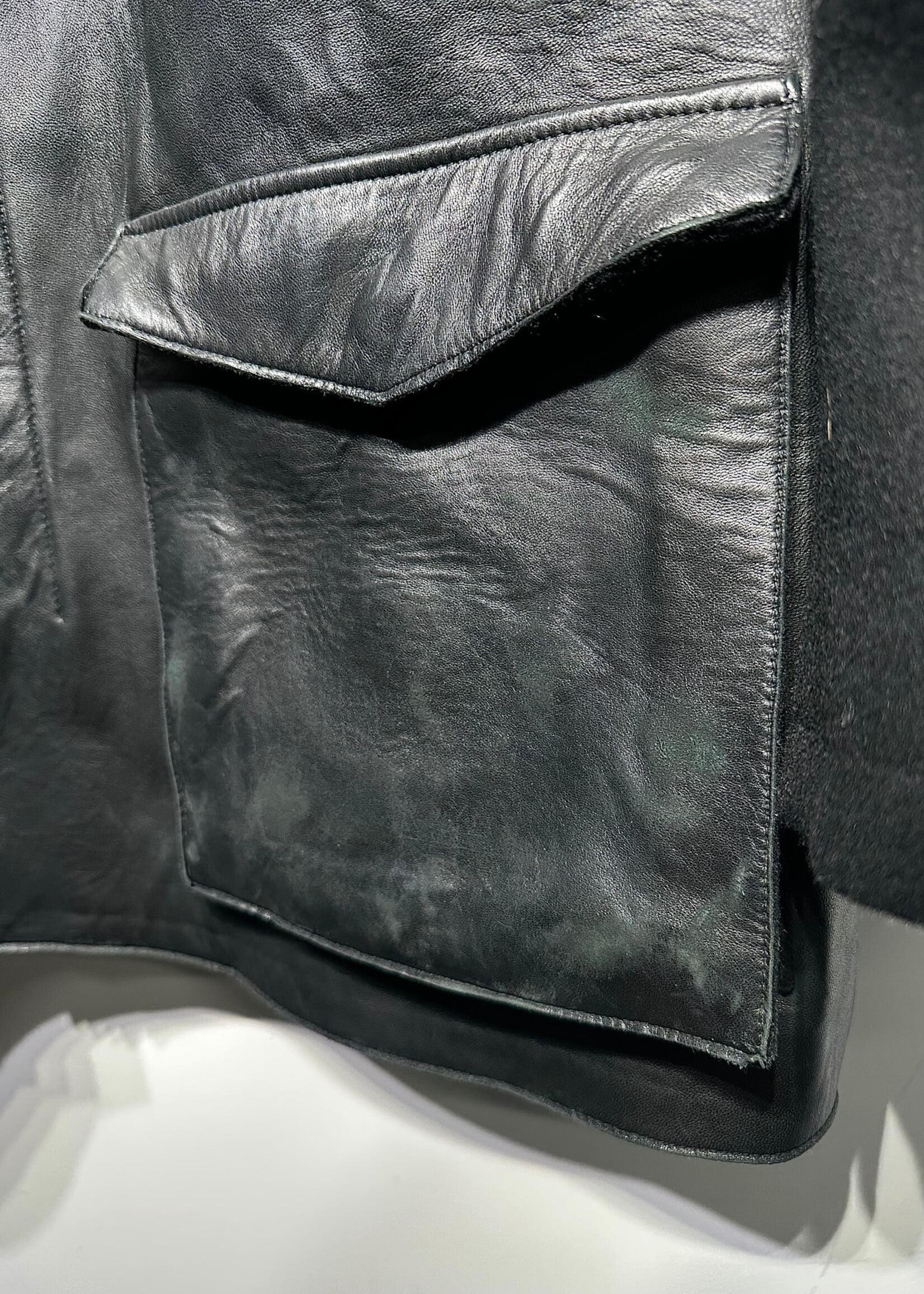 Salvatore Ferragamo Black Leather Hybrid Jacket Masc XL AS IS