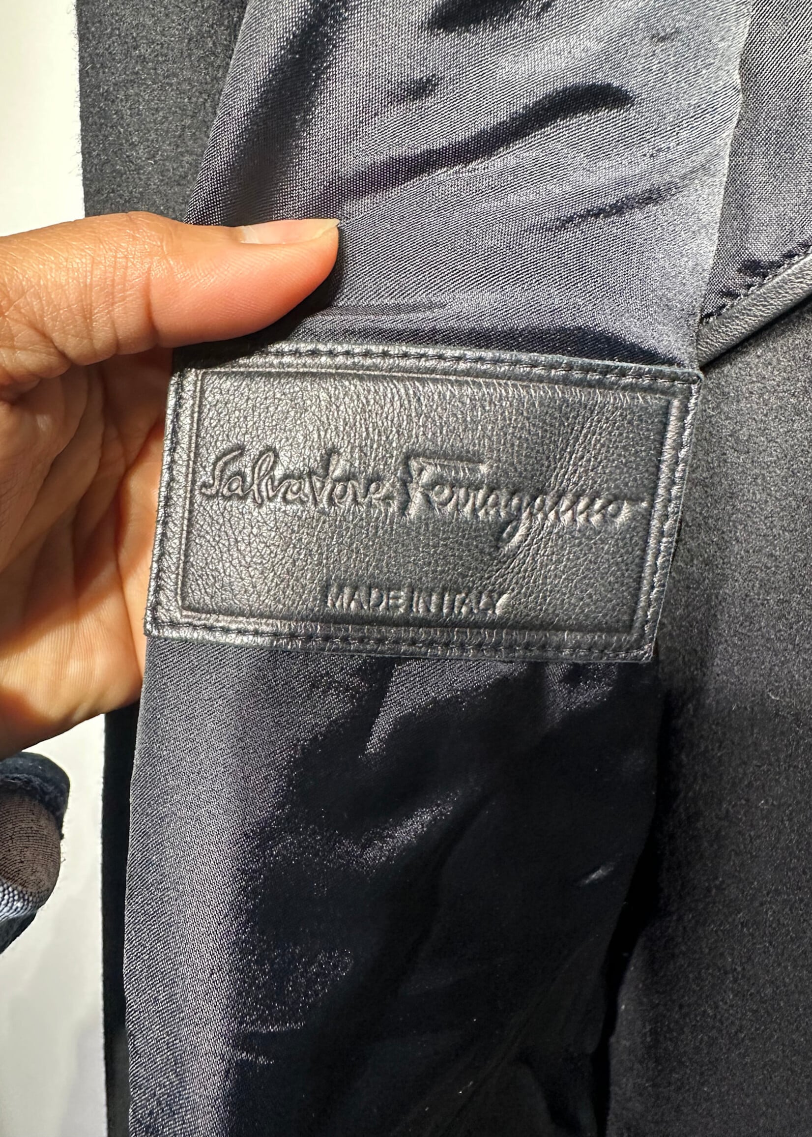 Salvatore Ferragamo Black Leather Hybrid Jacket Masc XL AS IS