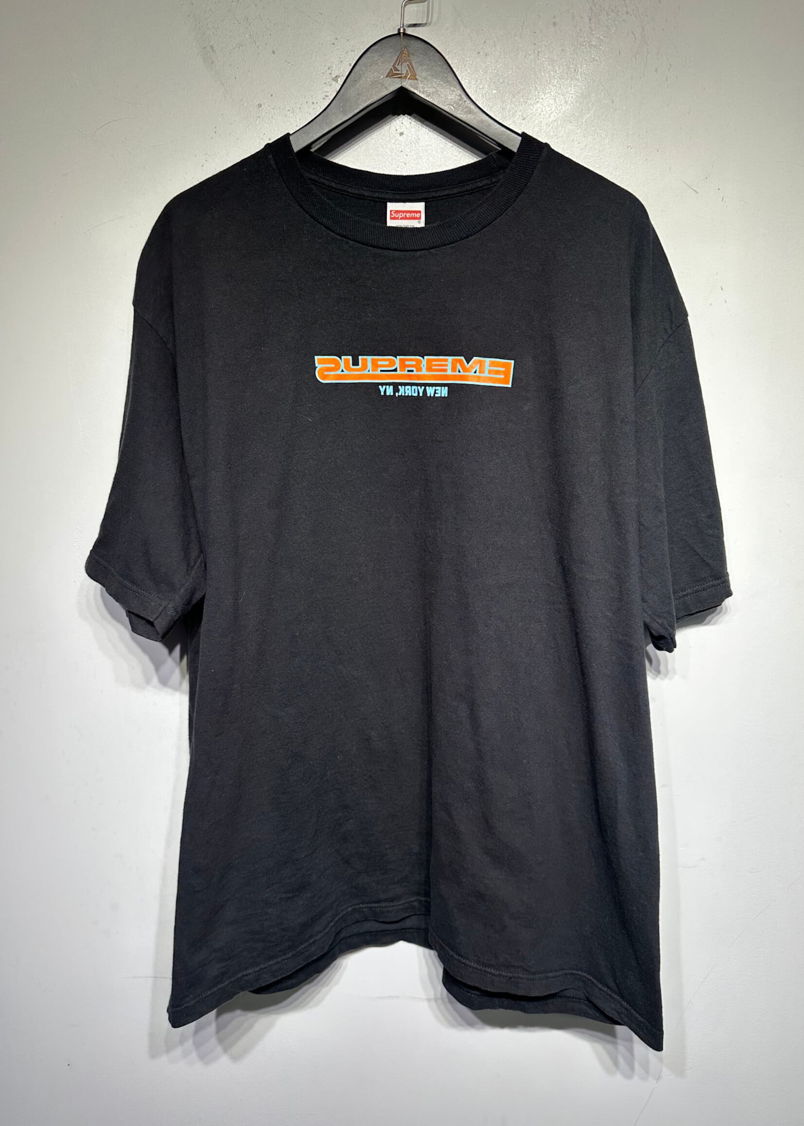 Supreme Black Orange Blue Reverse Tee XL