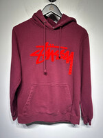 Stussy Maroon Velvet Logo Hoodie Masc S