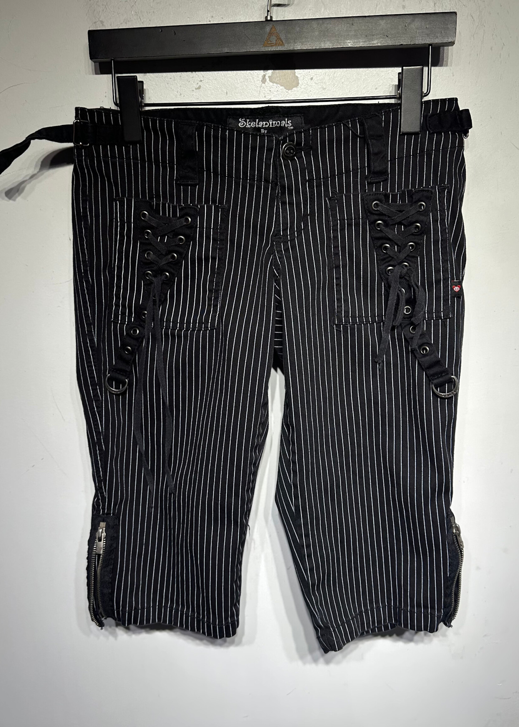 Skelanimals X Tripp Black Pinstripe Tie Shorts Fem 30