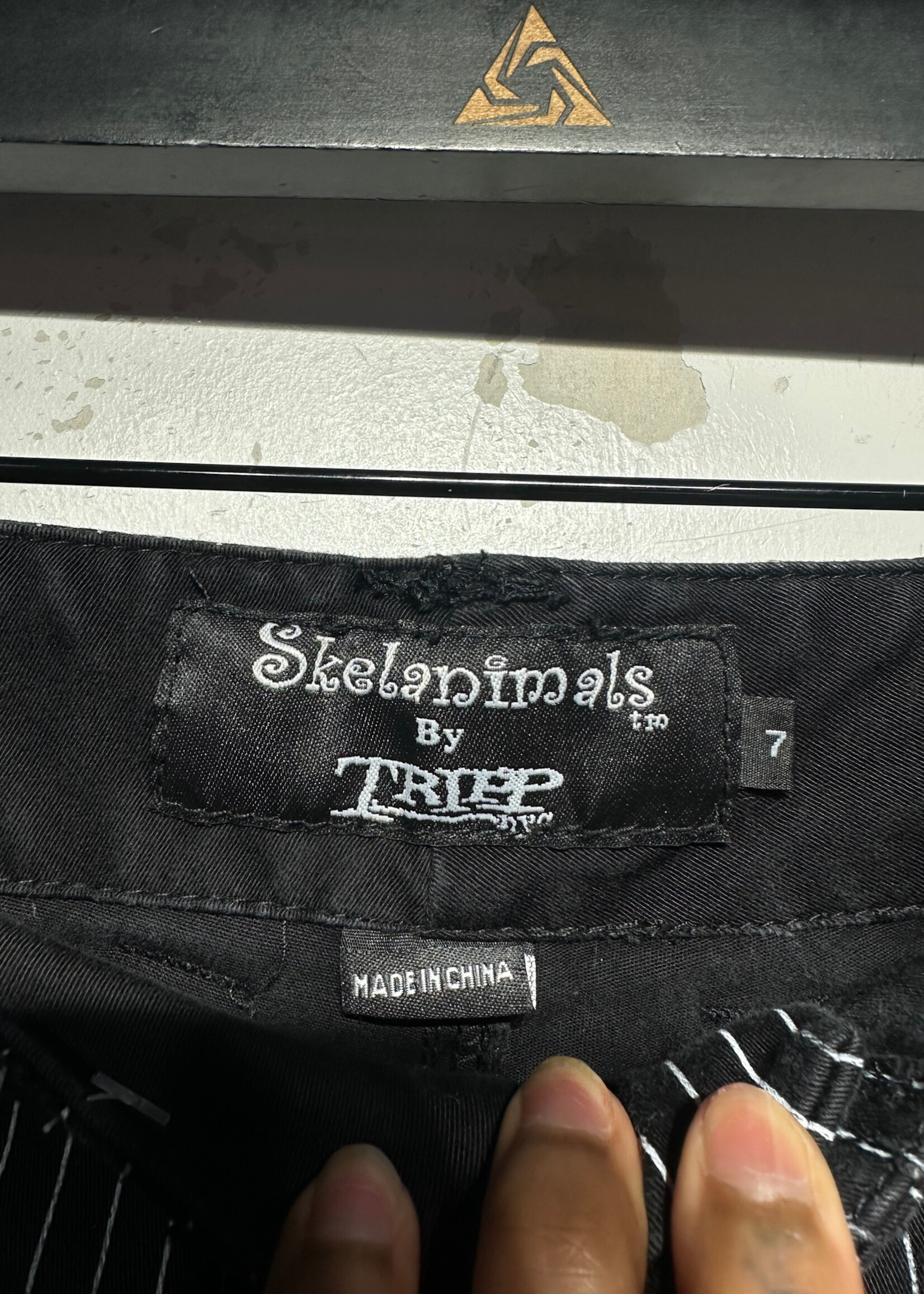 Skelanimals X Tripp Black Pinstripe Tie Shorts Fem 30