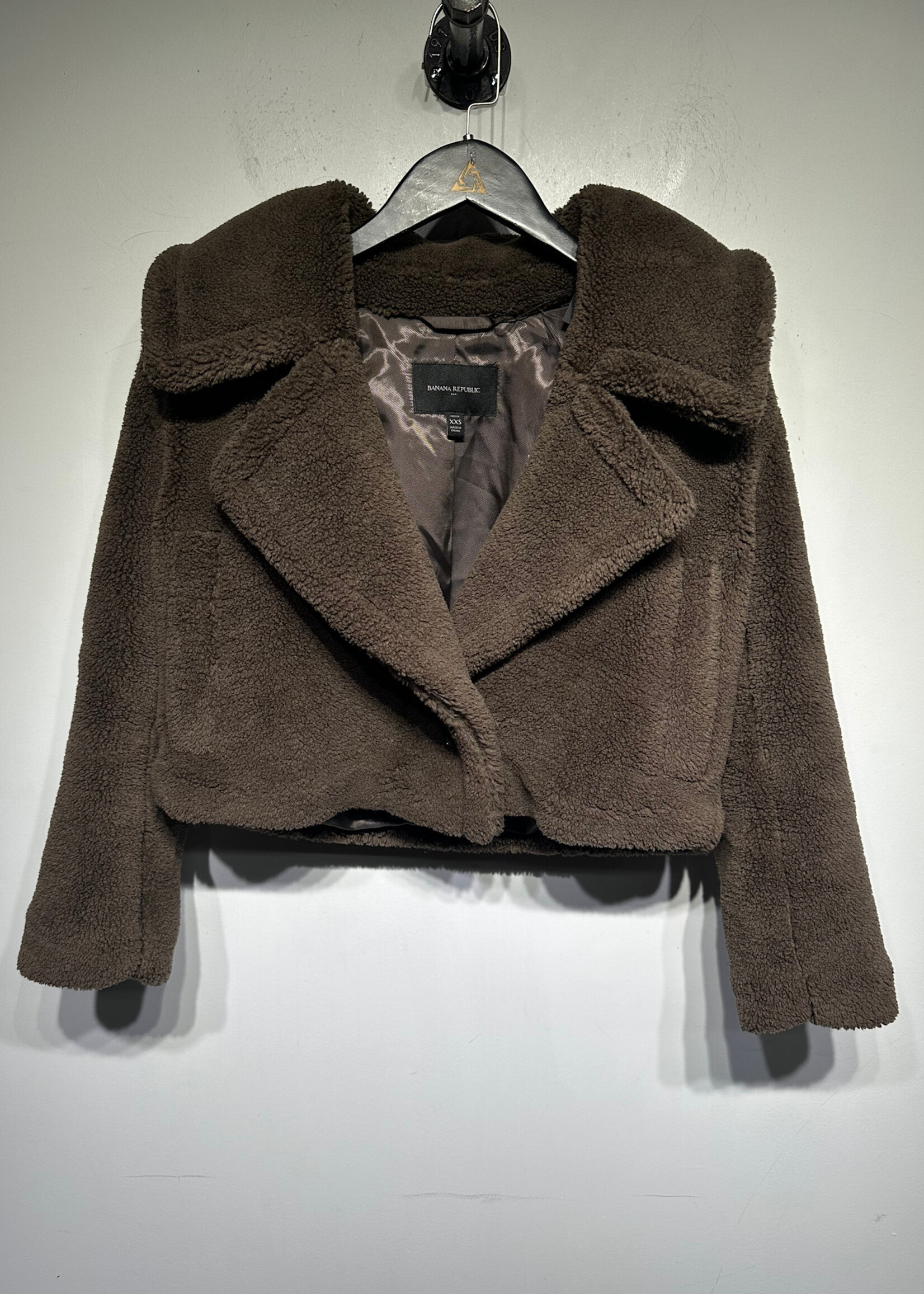 Banana Republic Brown Teddy Cropped Coat Fem XXS