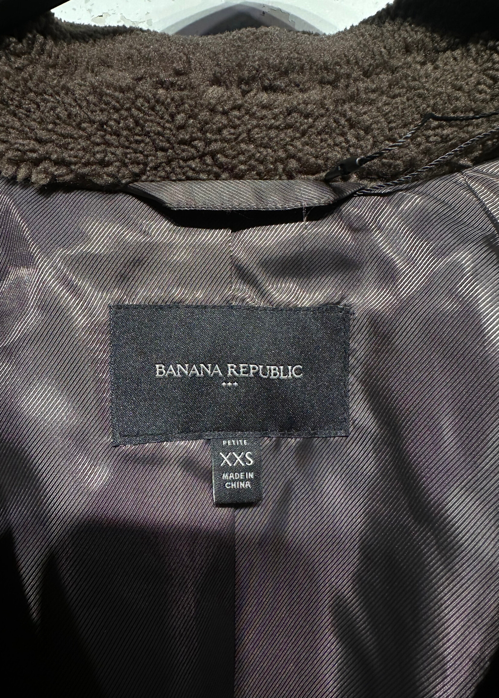 Banana Republic Brown Teddy Cropped Coat Fem XXS
