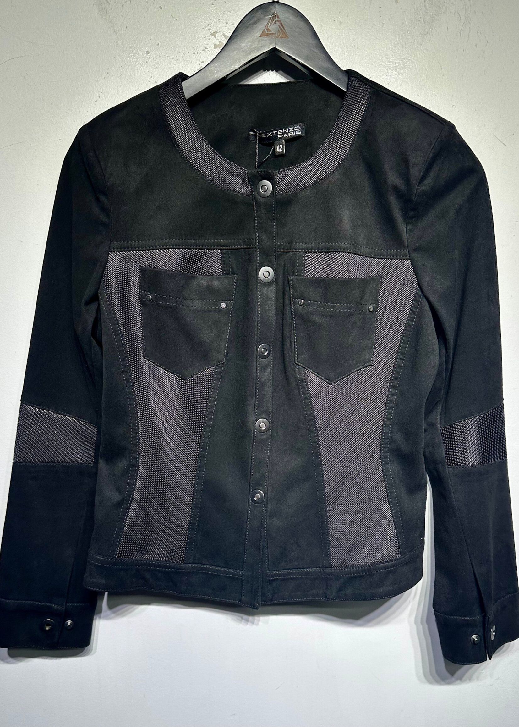 Extenzo Paris Black Suede Mesh Western Jacket Fem M
