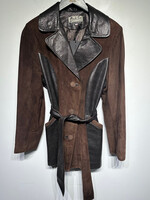 Alain Di France Vintage Brown Black Suede Peacoat XS