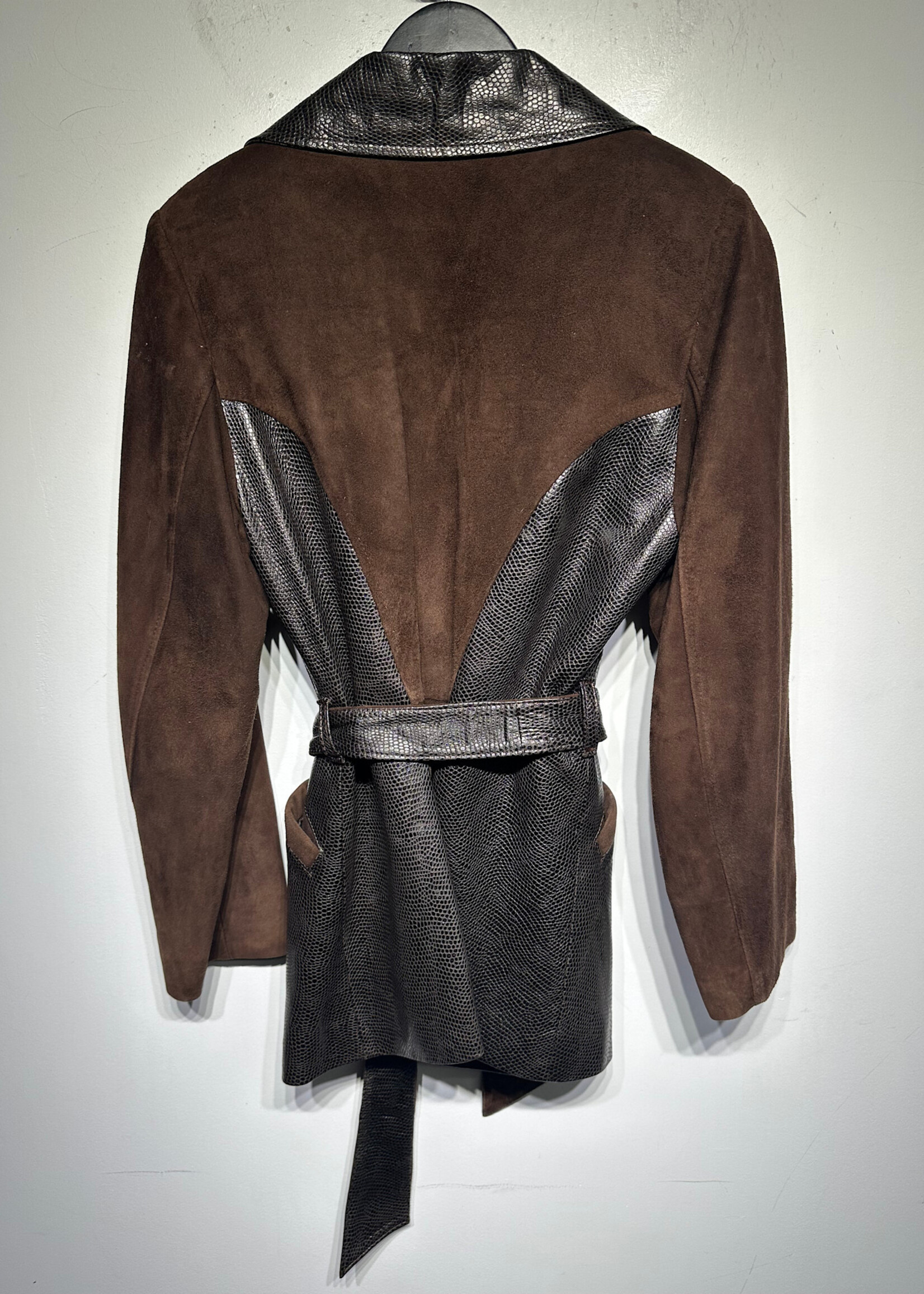 Alain Di France Vintage Brown Black Suede Peacoat XS