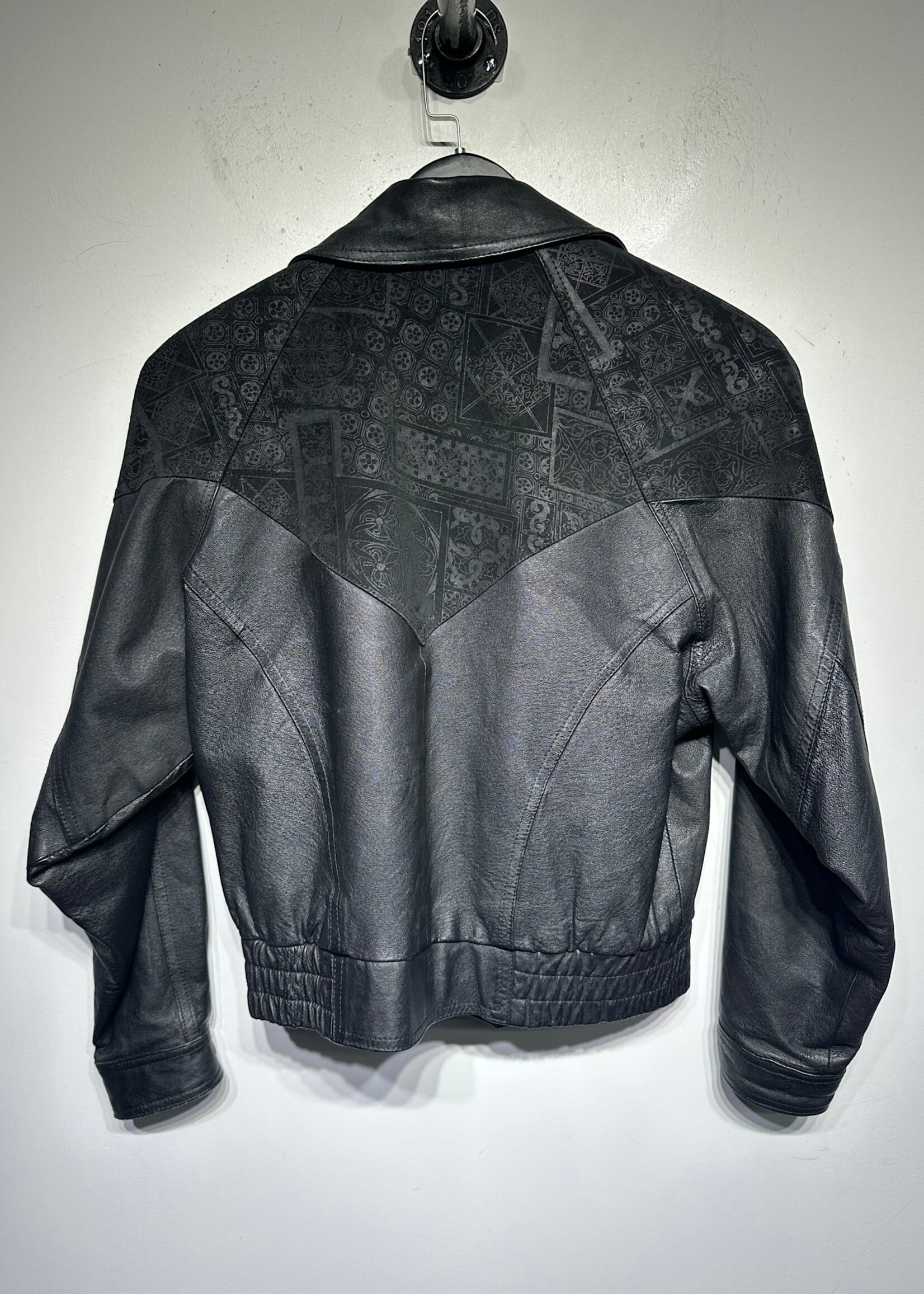 Wilsons Black Leather Tribal Accent Jacket Fem XS