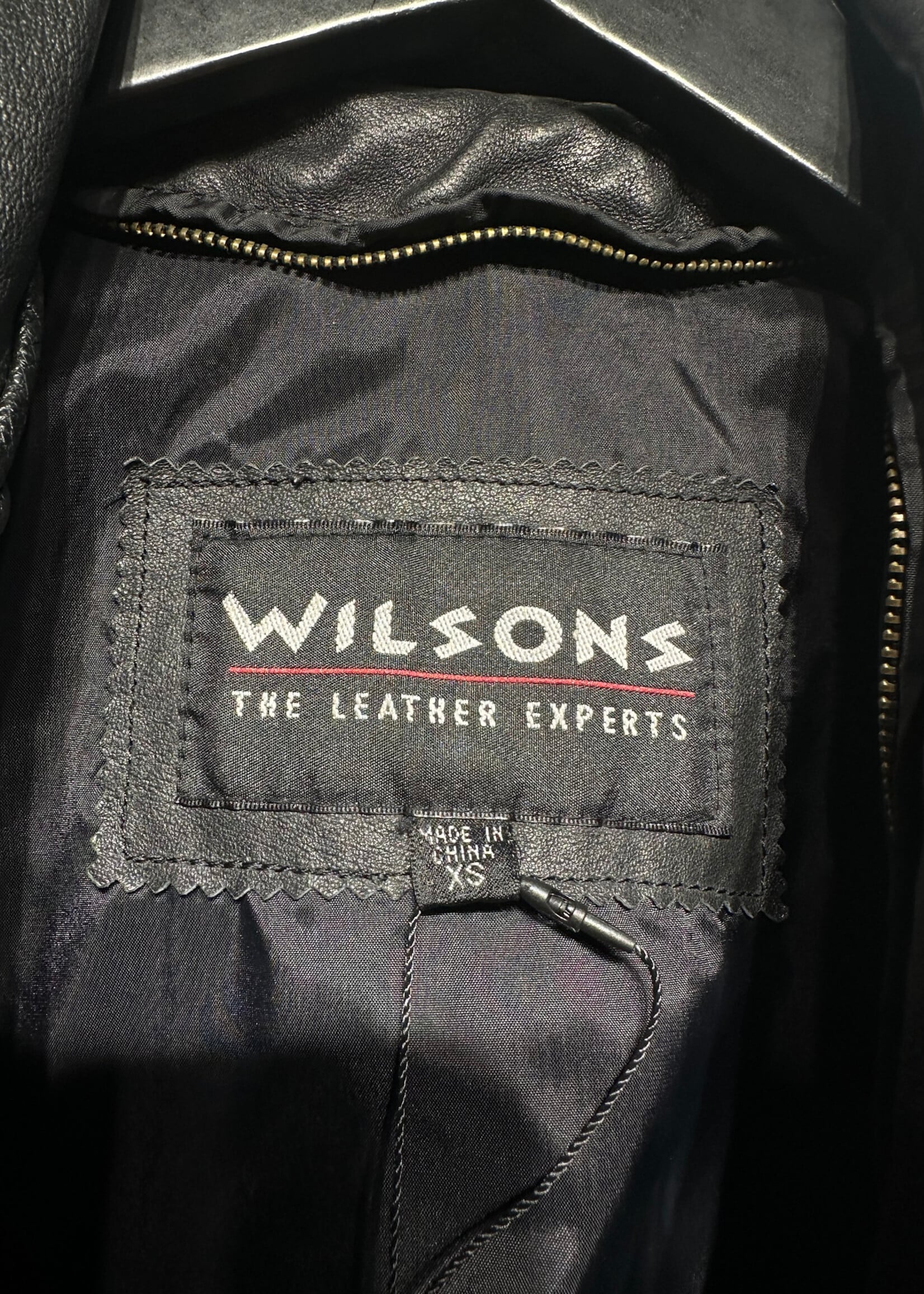 Wilsons Black Leather Tribal Accent Jacket Fem XS