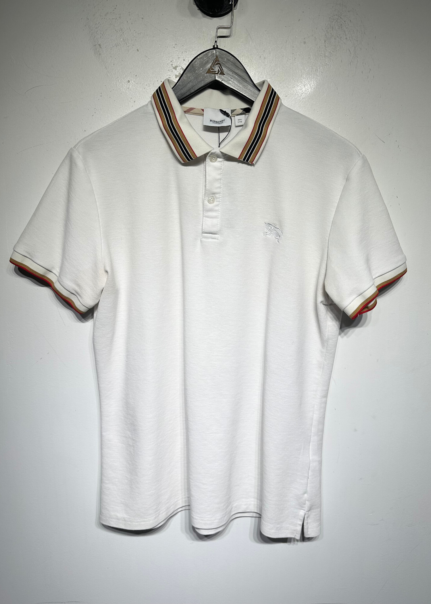 Burberry White Novacheck Polo Tee XXL AS IS