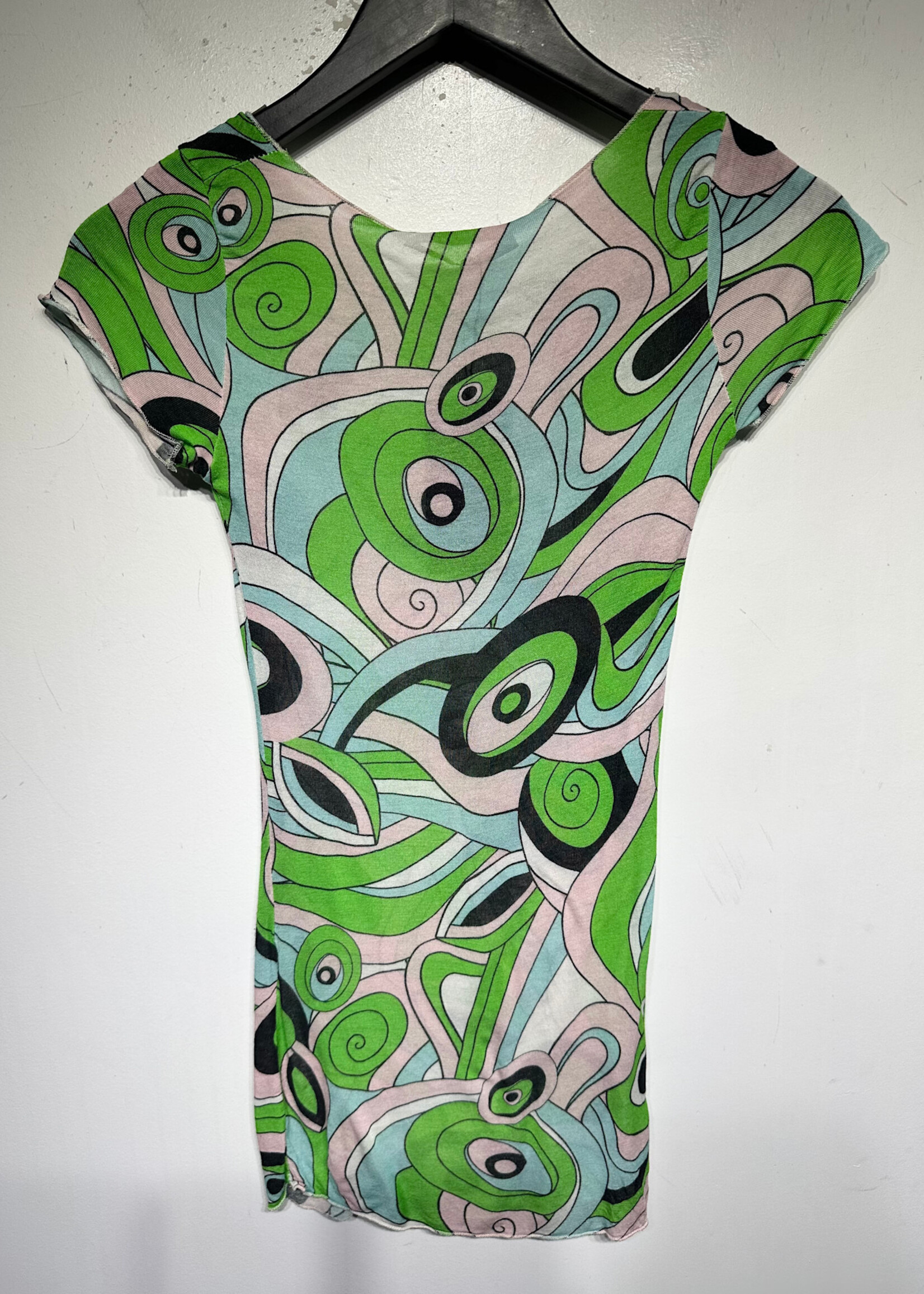 Rinascimento Circle Pattern Green Light Pink Top S
