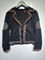 Johnny Was Black Embroidered Floral  Blazer Fem M