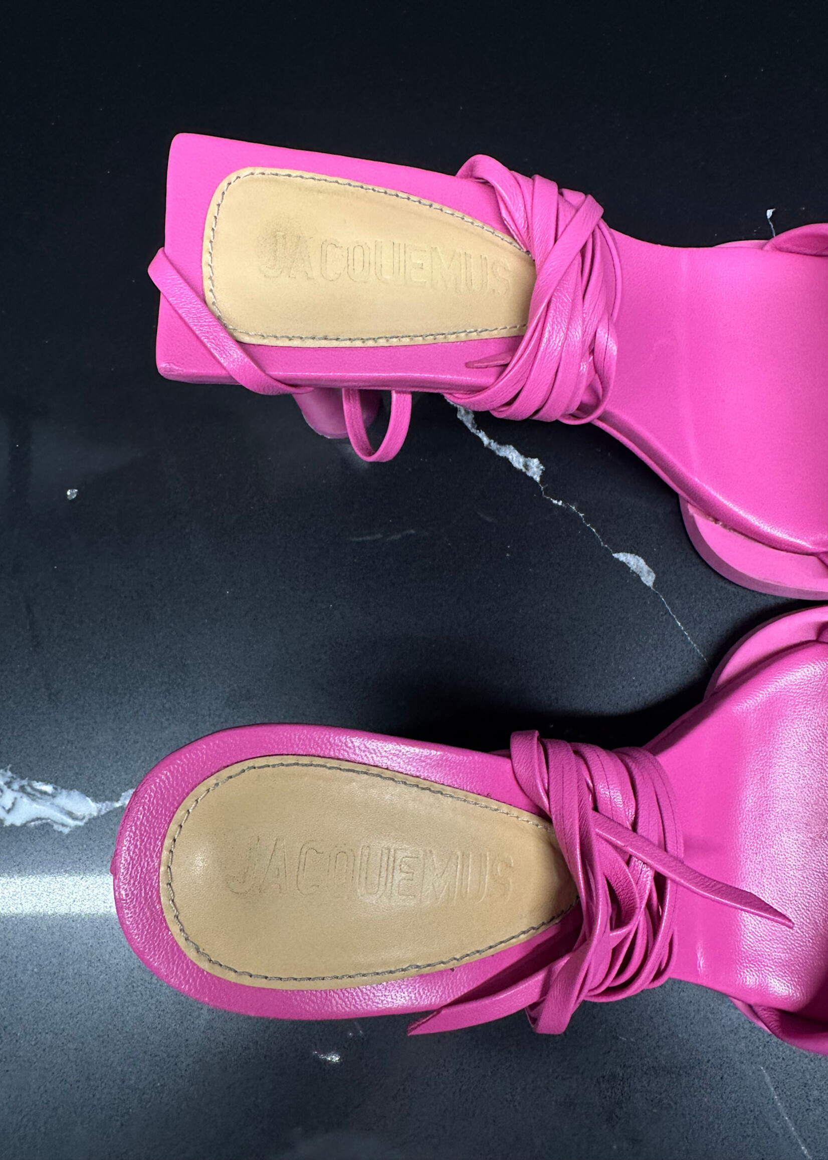 Jaquemus Pink Le carre Round Heels 7 Fem W Box