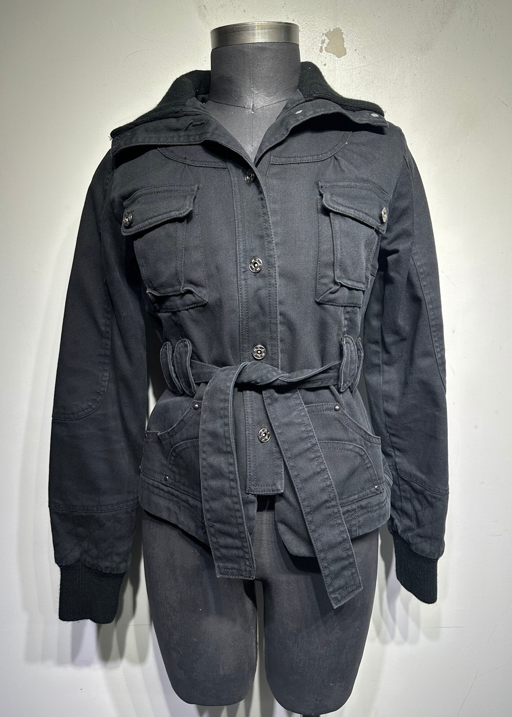 AMY Black Cargo Tactical Style Wrap Jacket S