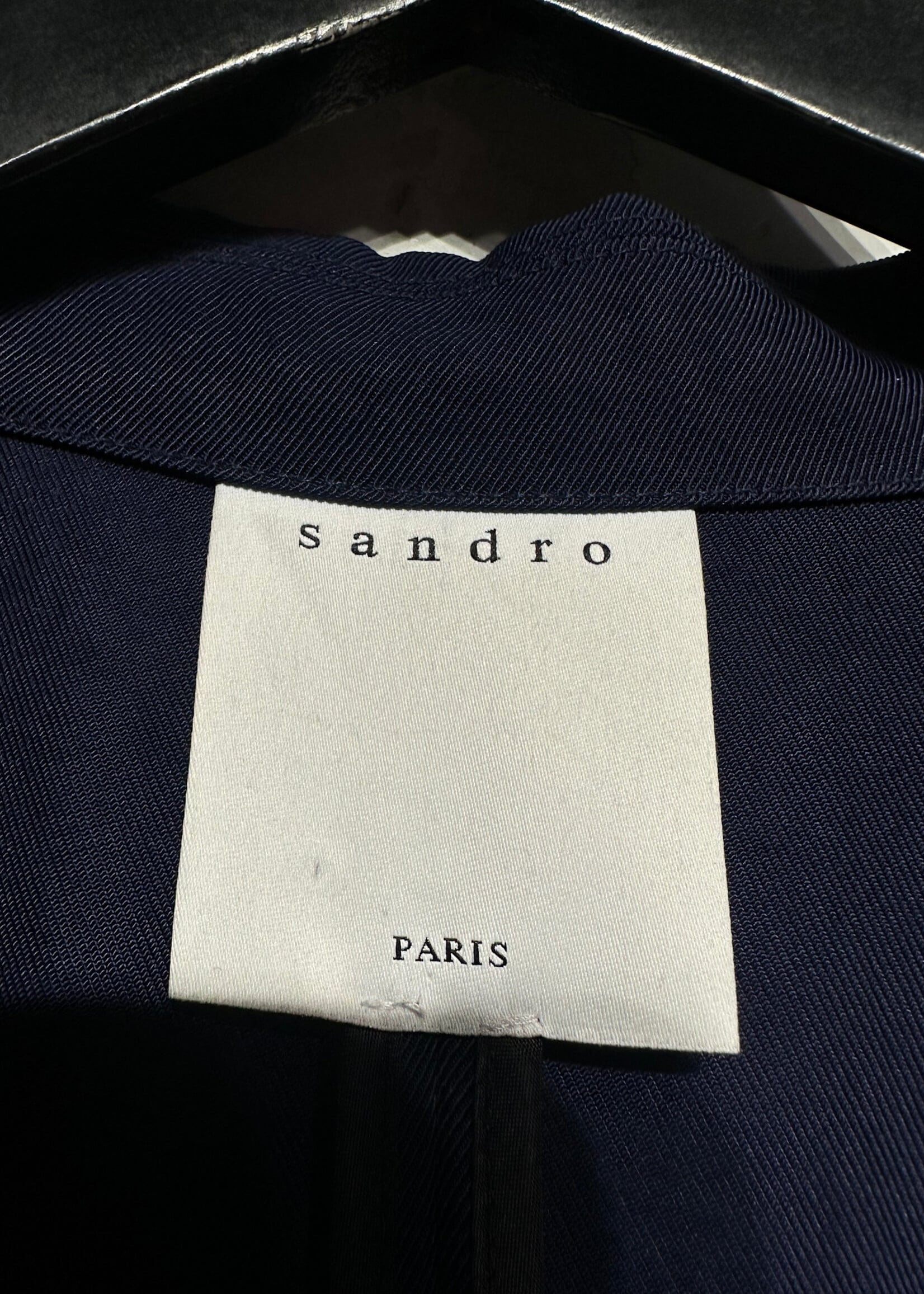 Sandro Navy Nylon Long Blazer Coat Fem S