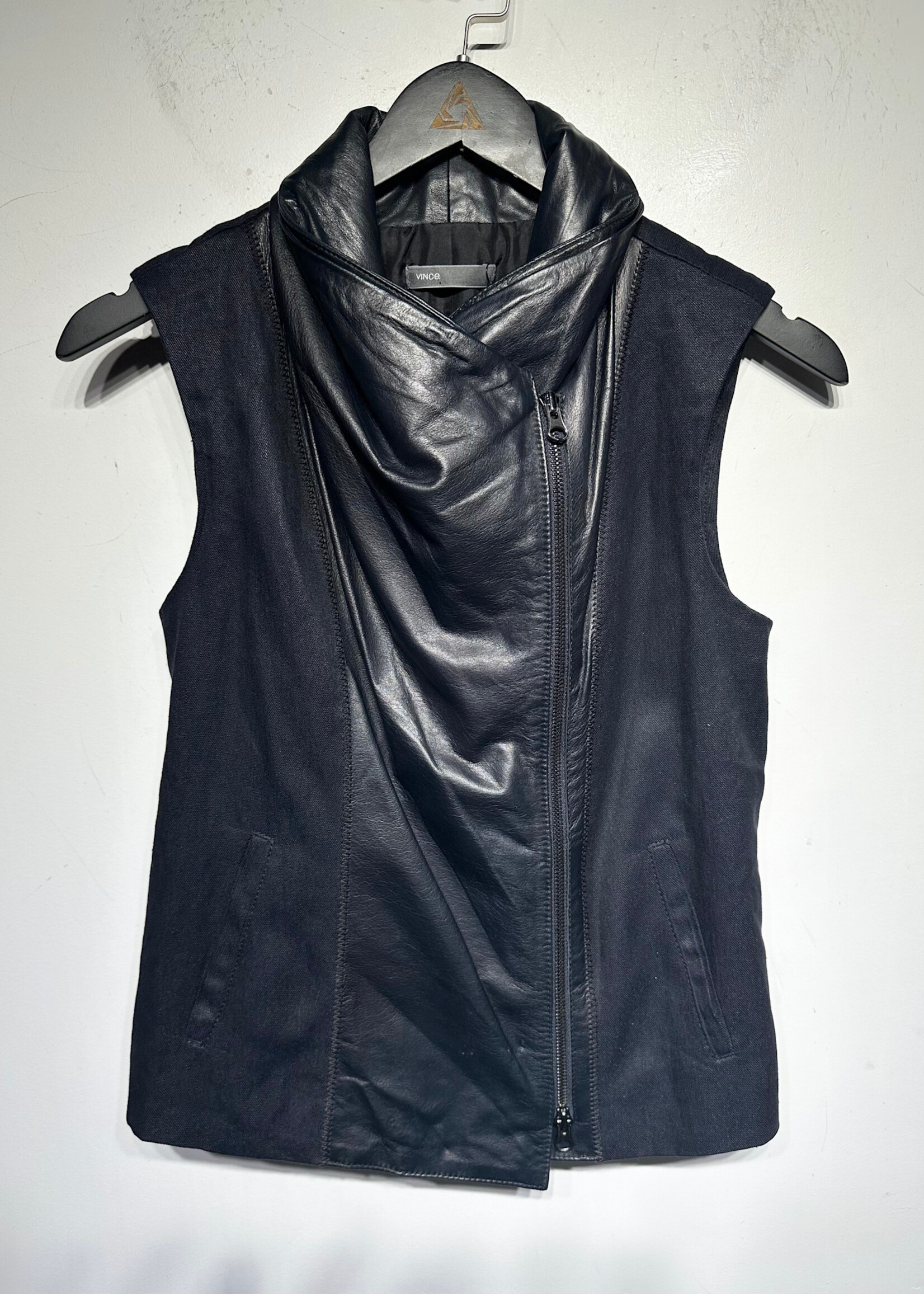 Vince Leather/Denim Spliced Vest S