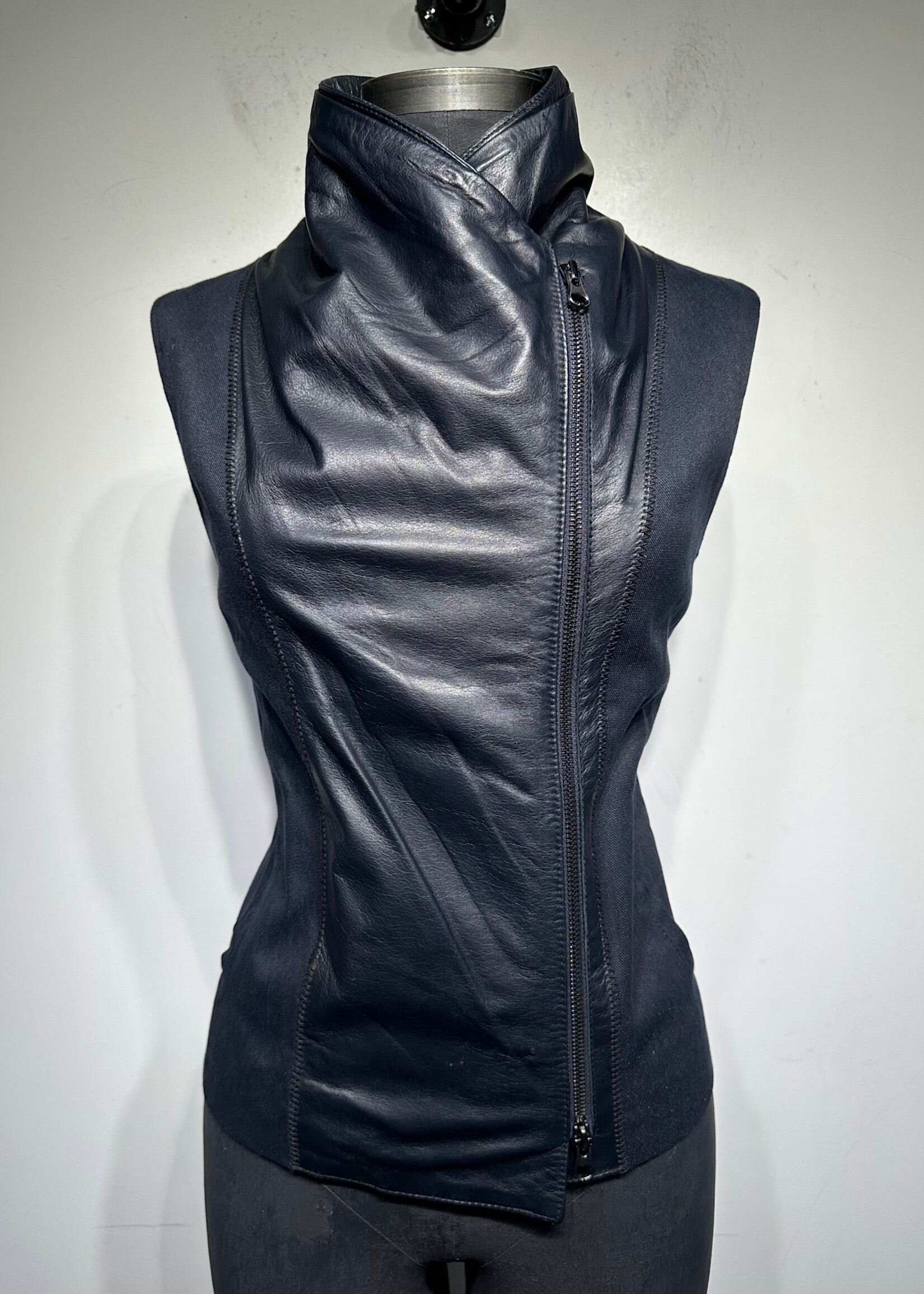 Vince Leather/Denim Spliced Vest S
