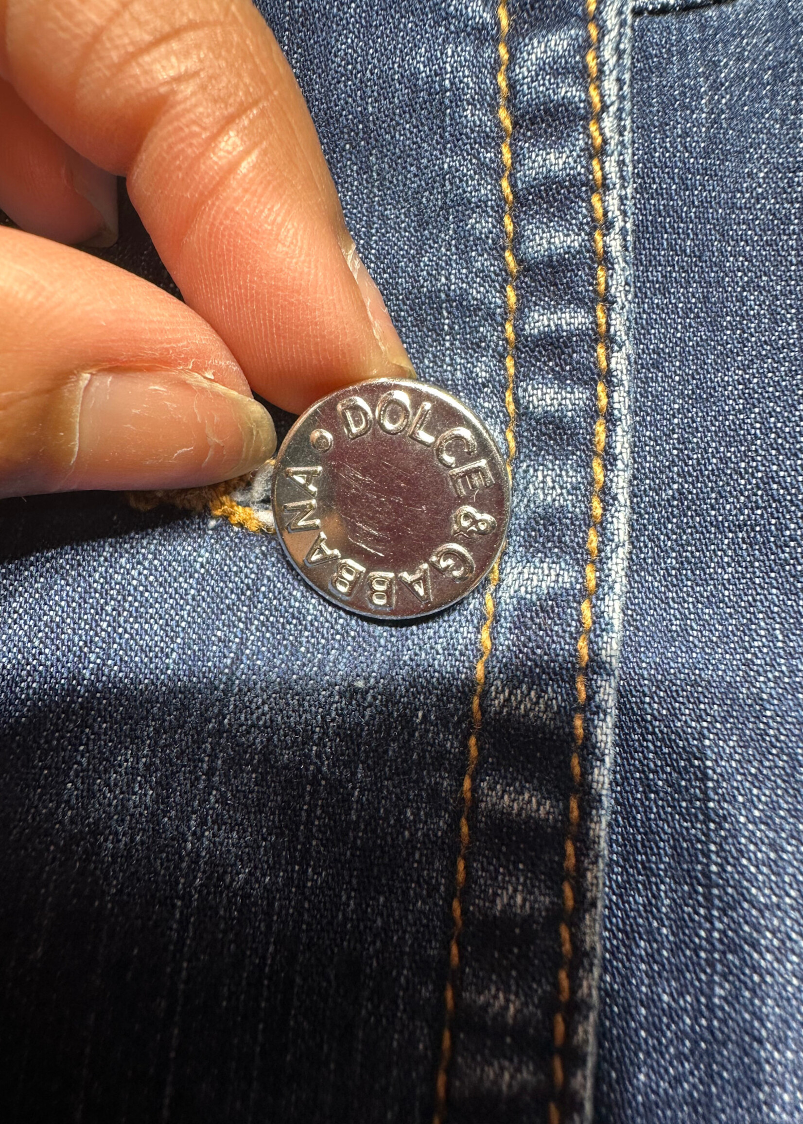 Dolce and Gabbana Cinchback Denim Jacket Fem S