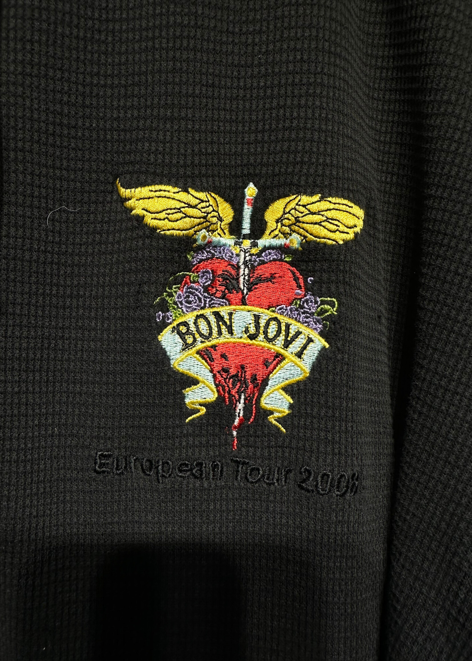 08 Bon Jovi Black Zip Up Distressed Hoodie Masc XL AS IS