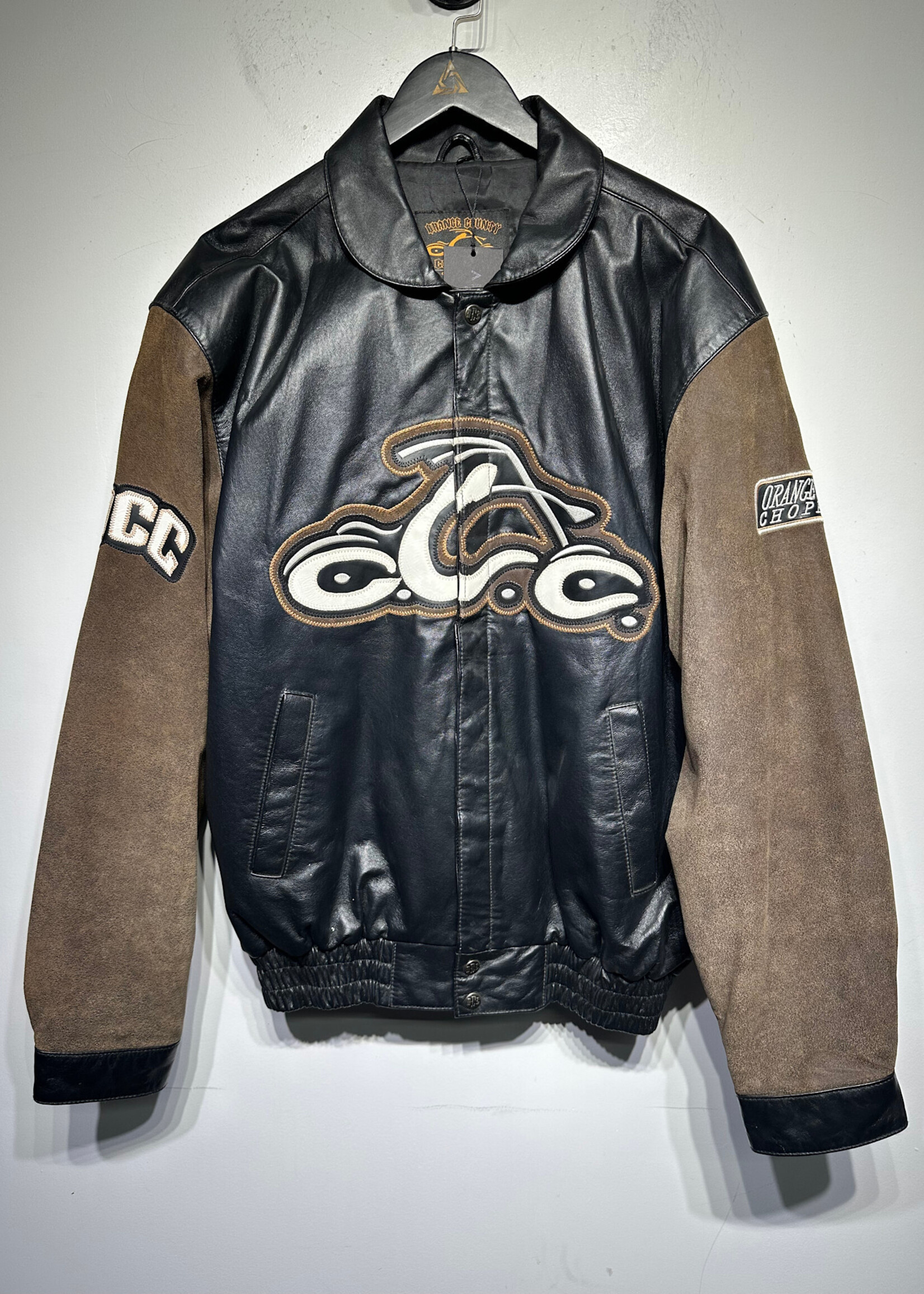 Orange County Choppers Brown Black Leather Jacket XL