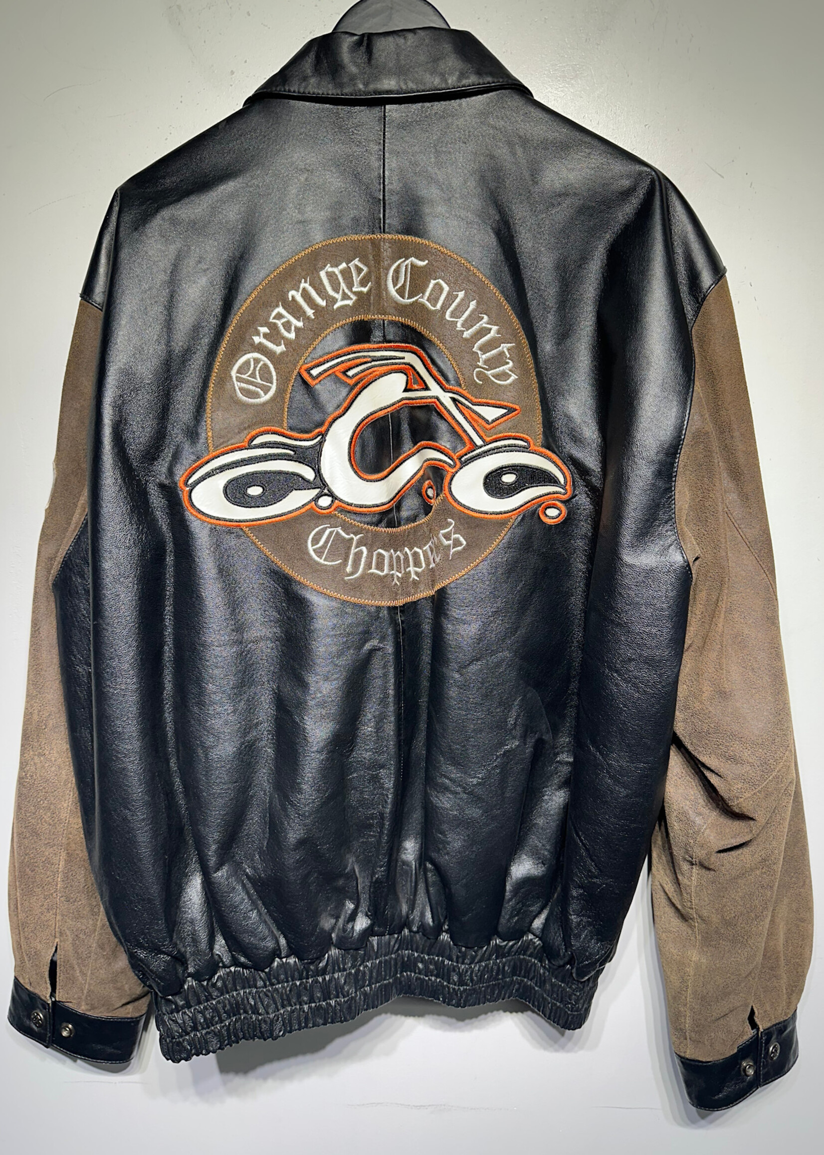 Orange County Choppers Brown Black Leather Jacket XL