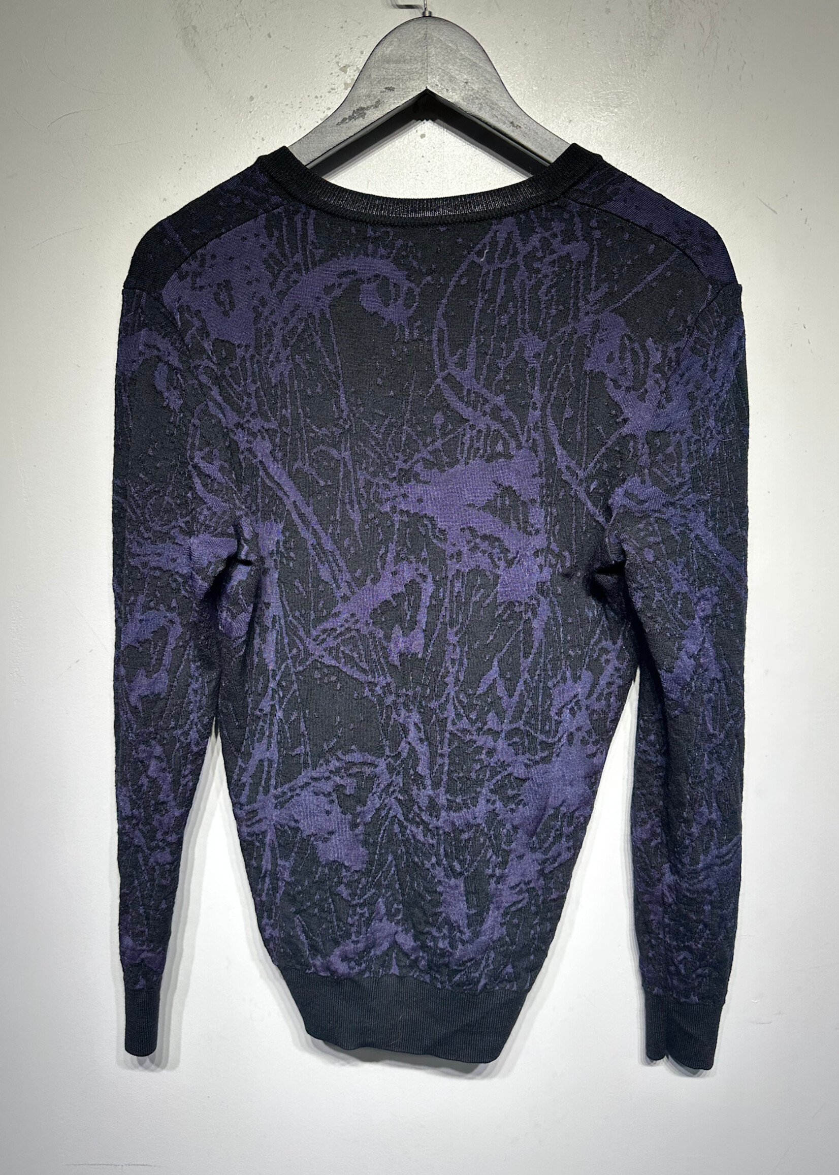Versace Collection Blue Black Animal Print Knit Sweater M